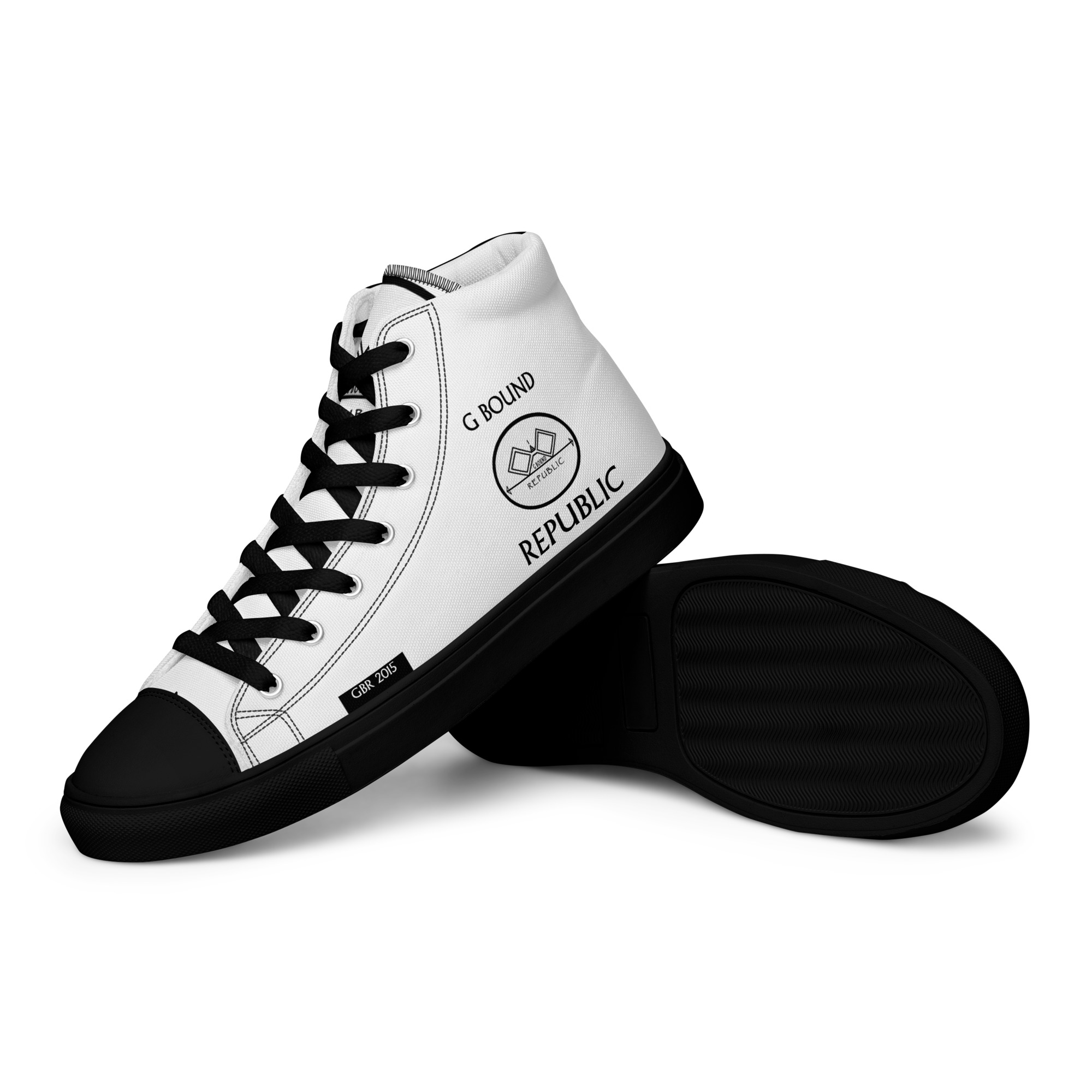 G Bound Republic White Men’s High Top Canvas Shoes - Image 7