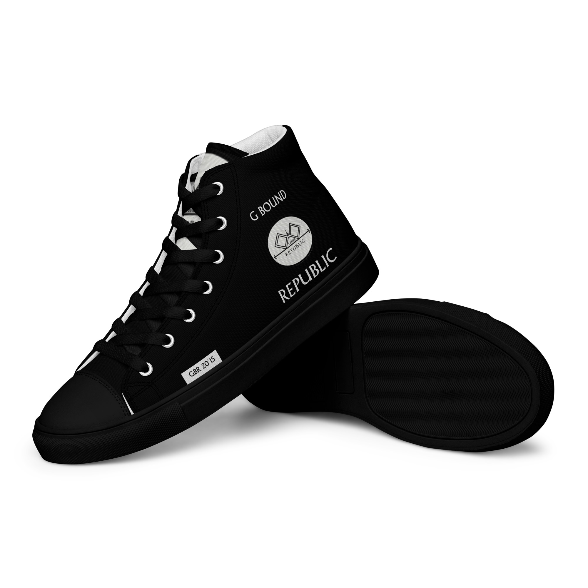 G Bound Republic Silver & Black Men’s High Top Canvas Shoes - Image 8