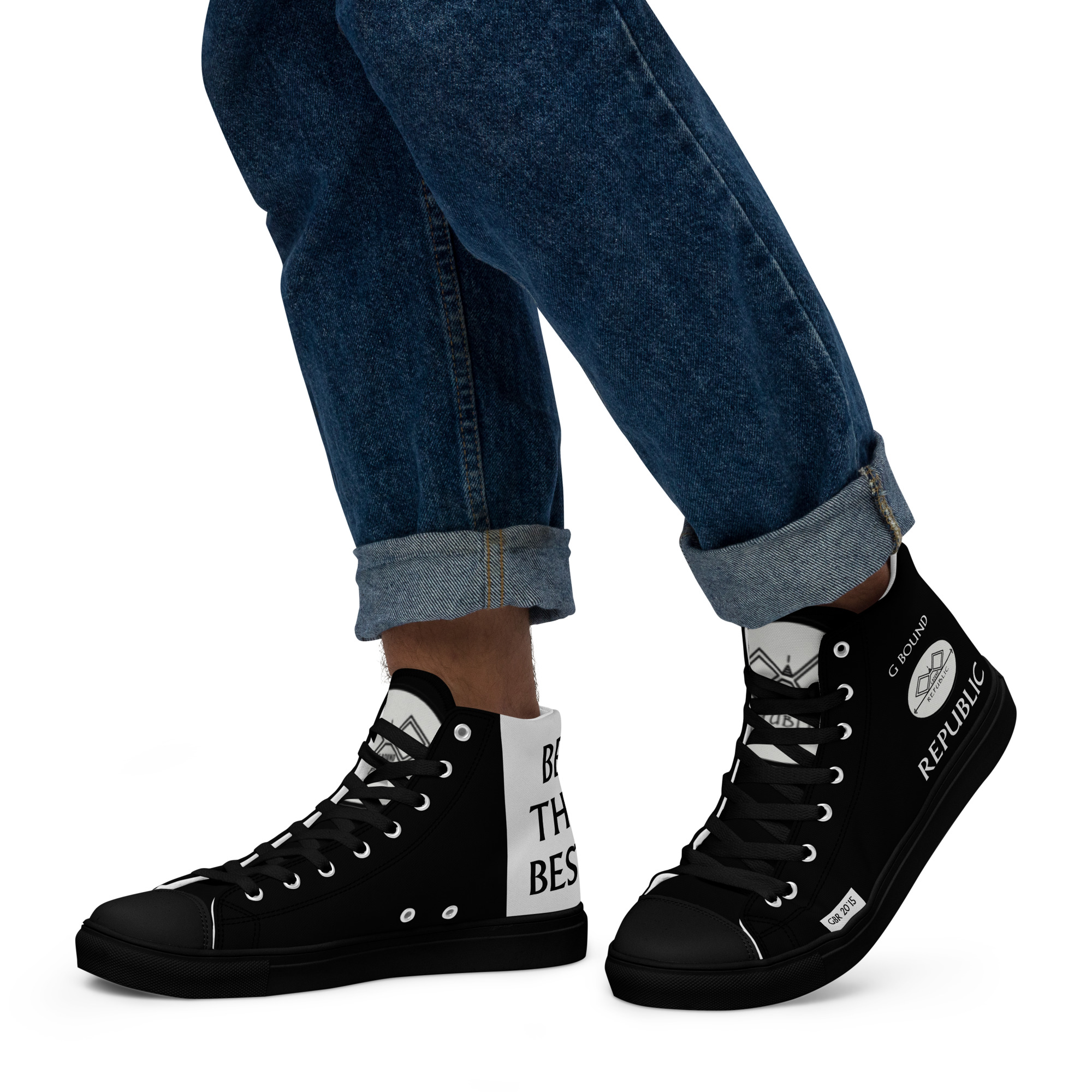 G Bound Republic Silver & Black Men’s High Top Canvas Shoes - Image 15