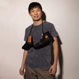 G Bound Republic Orange & Black Men’s High Top Canvas Shoes