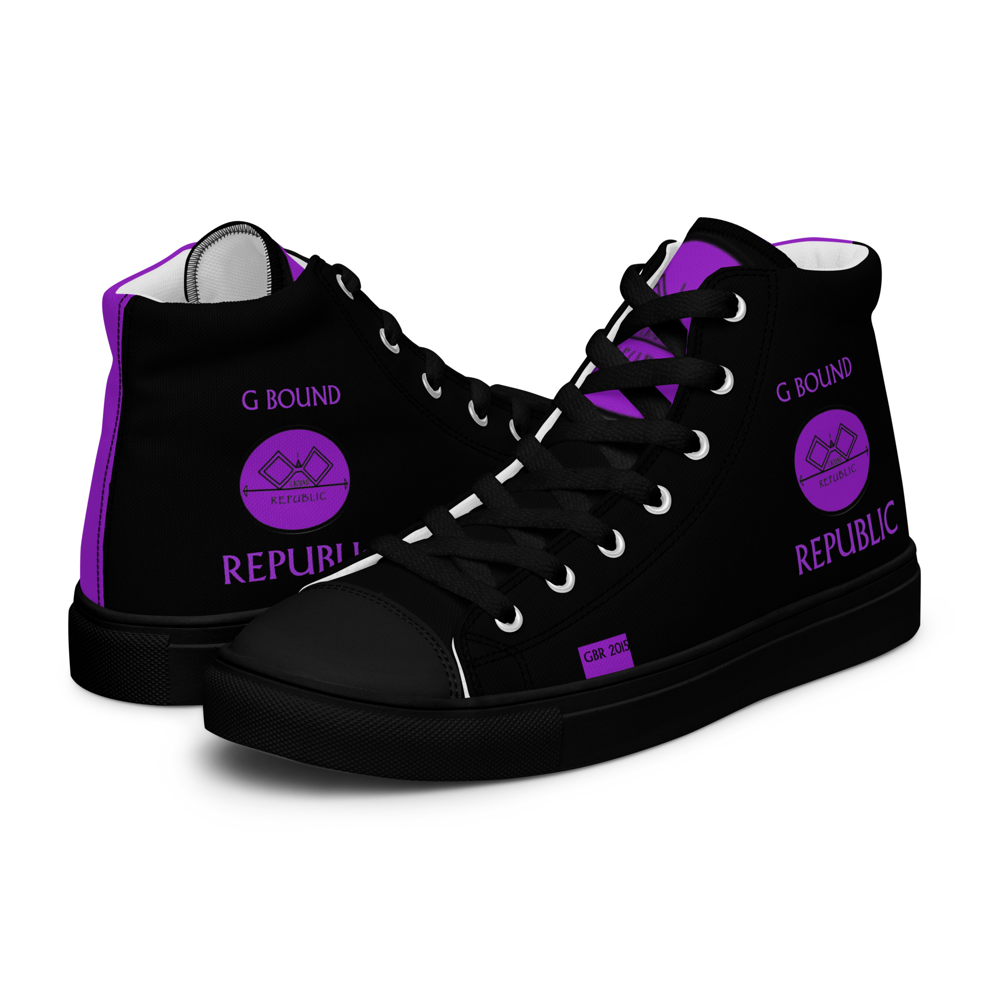 G Bound Republic Purple & Black Men’s High Top Canvas Shoes - Image 11