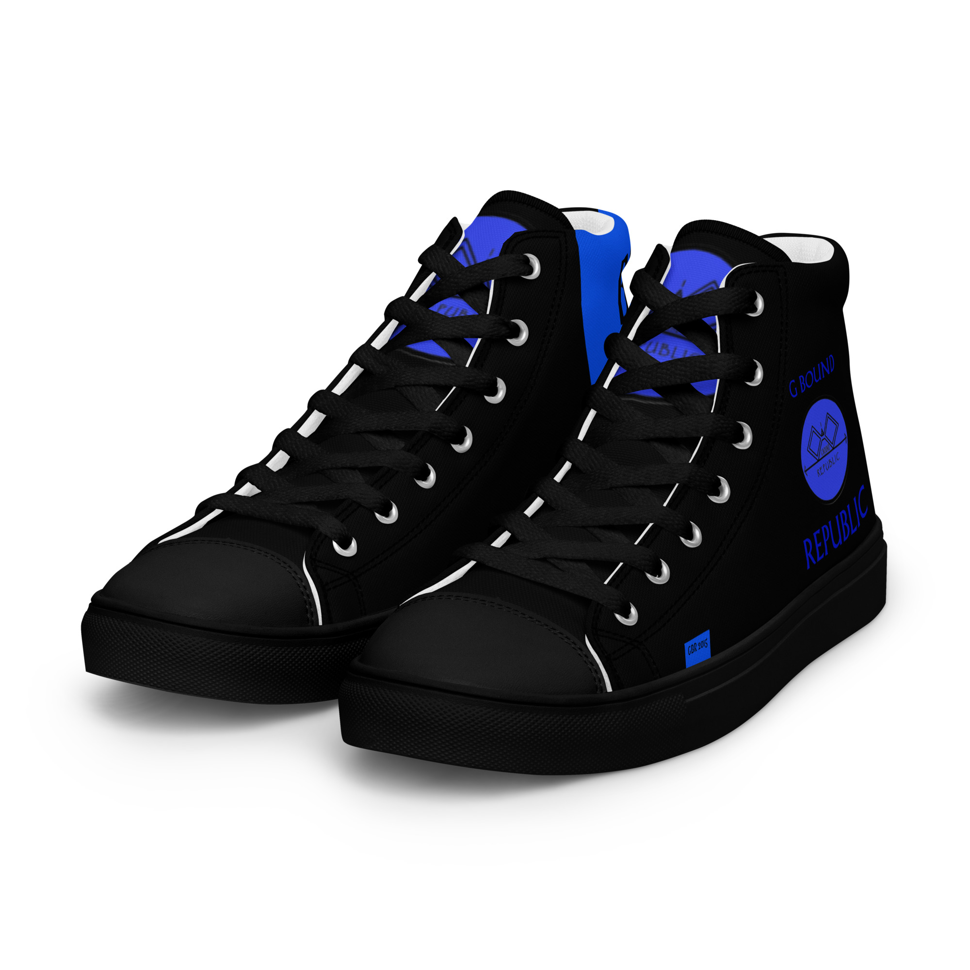 G Bound Republic Blue & Black Men’s High Top Canvas Shoes - Image 10