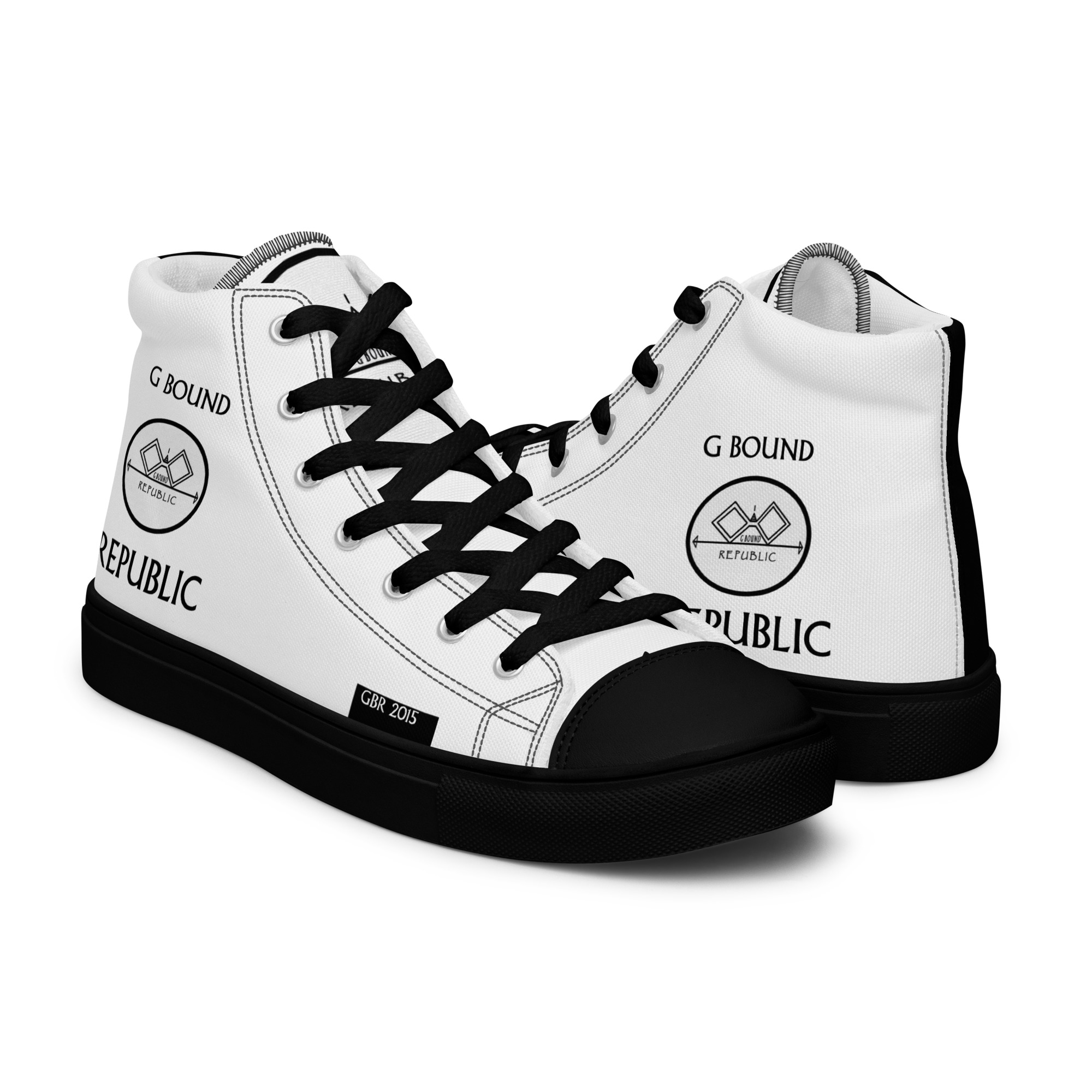 G Bound Republic White Men’s High Top Canvas Shoes - Image 6