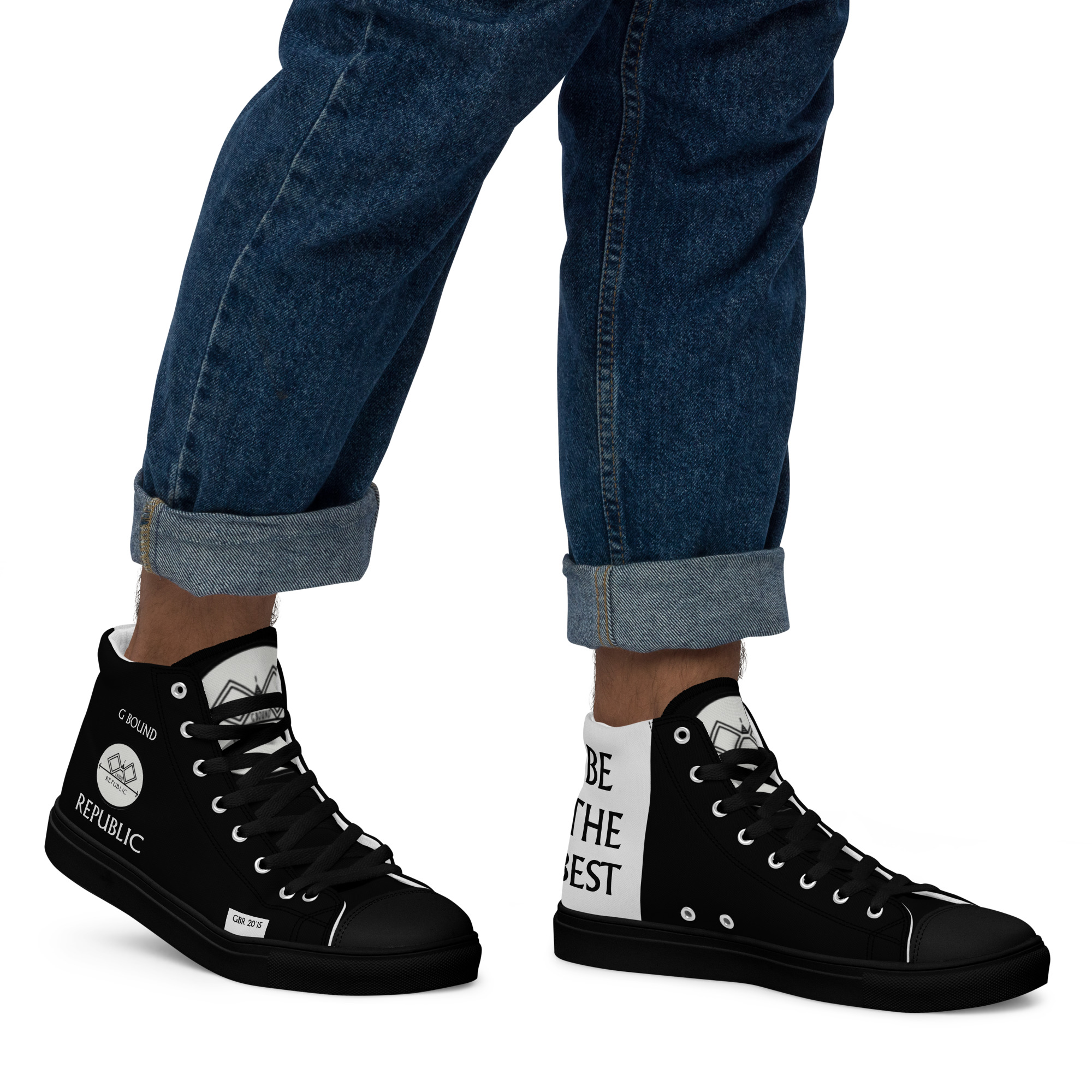 G Bound Republic Silver & Black Men’s High Top Canvas Shoes - Image 16