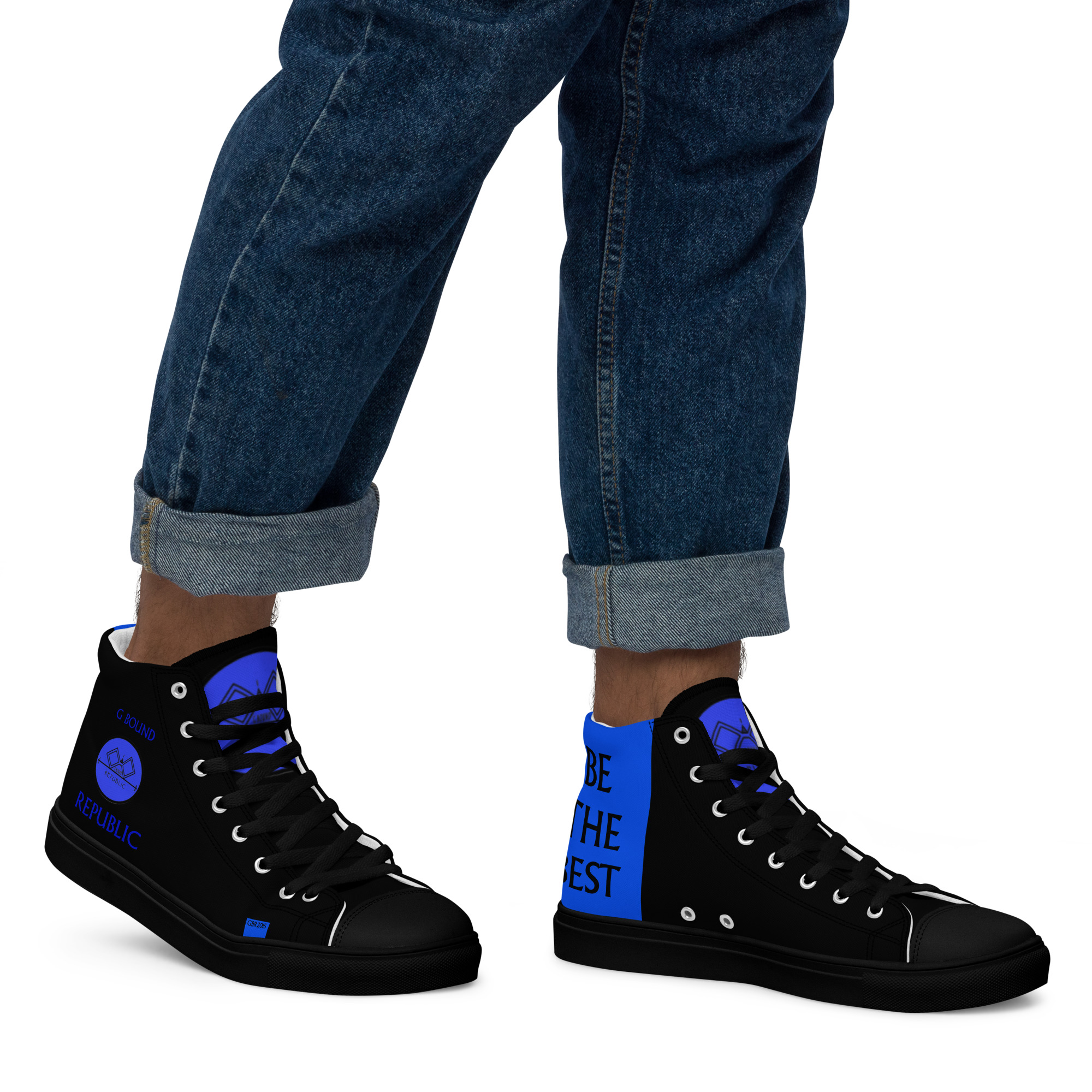 G Bound Republic Blue & Black Men’s High Top Canvas Shoes - Image 21