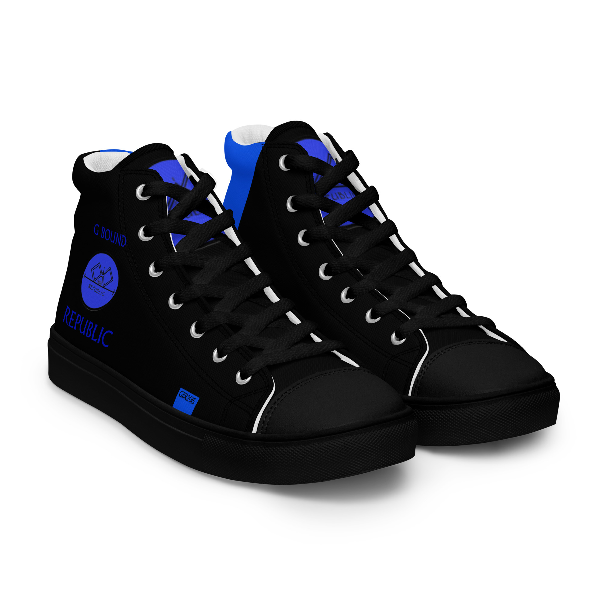 G Bound Republic Blue & Black Men’s High Top Canvas Shoes - Image 5