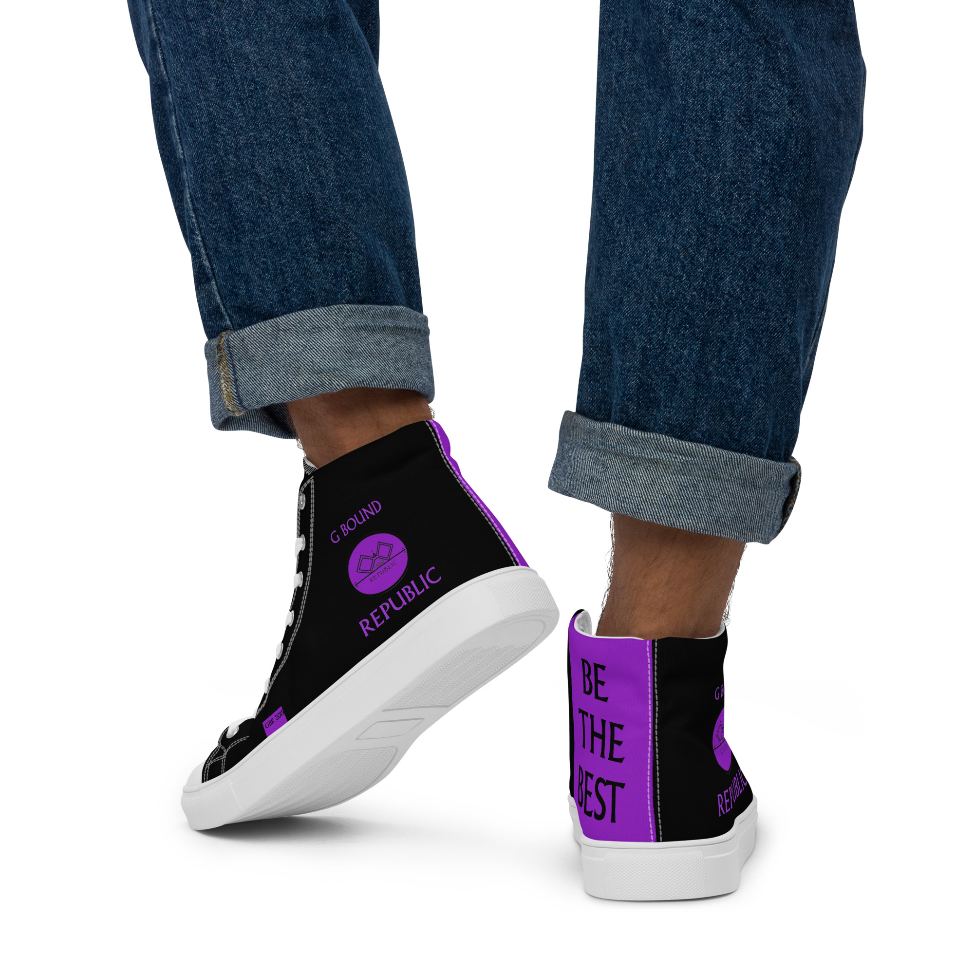 G Bound Republic Purple & Black Men’s High Top Canvas Shoes - Image 24