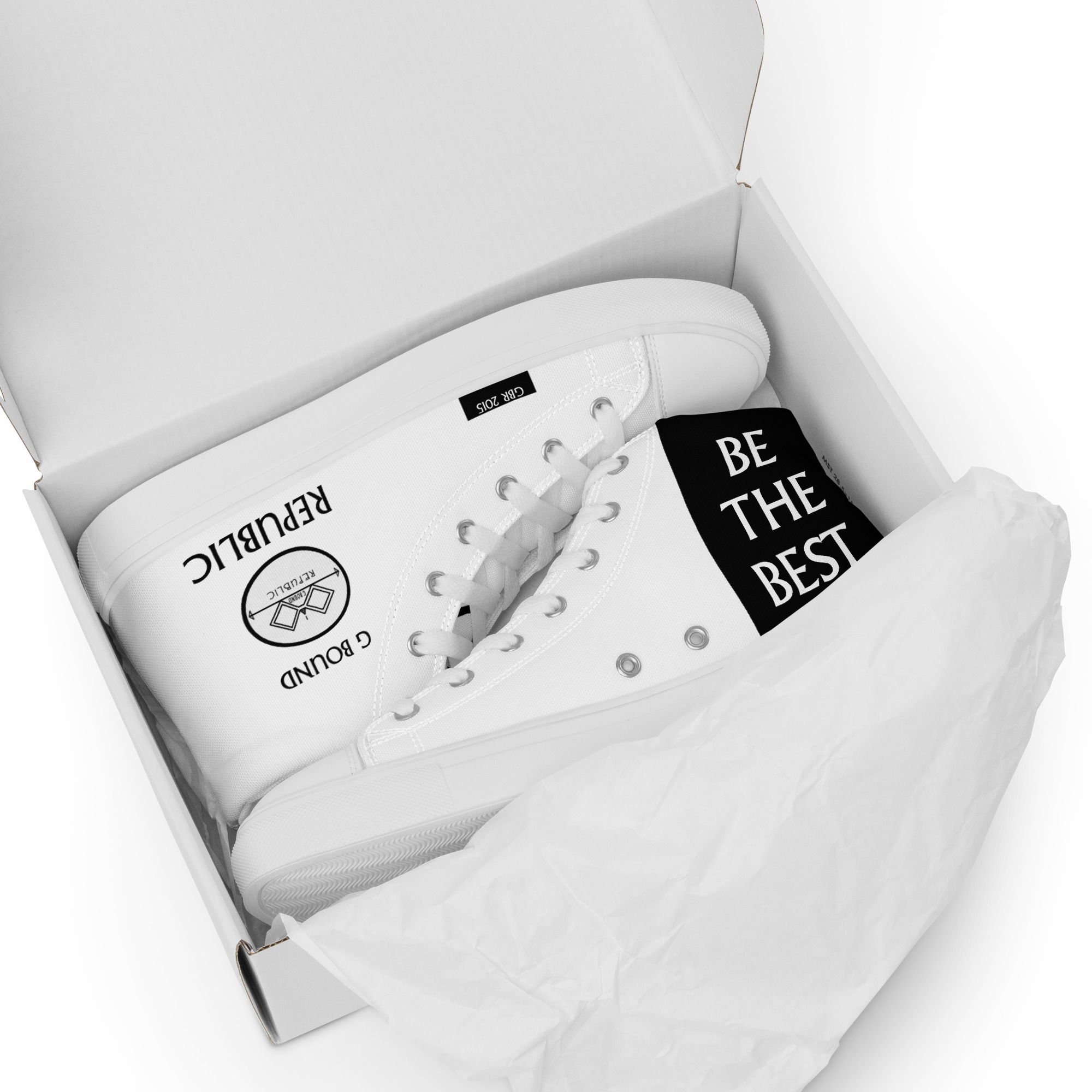 G Bound Republic White Men’s High Top Canvas Shoes - Image 11