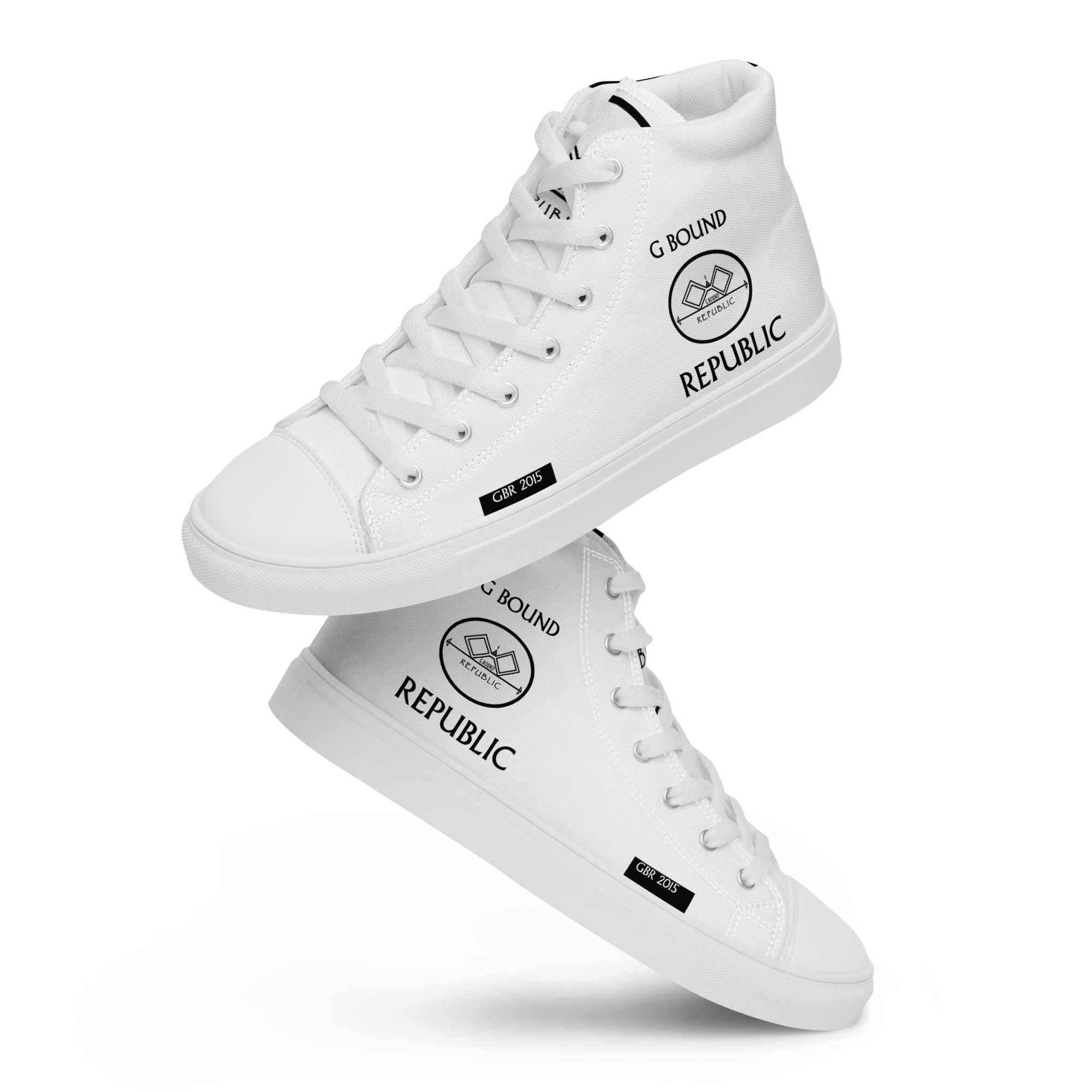 G Bound Republic White Men’s High Top Canvas Shoes - Image 12