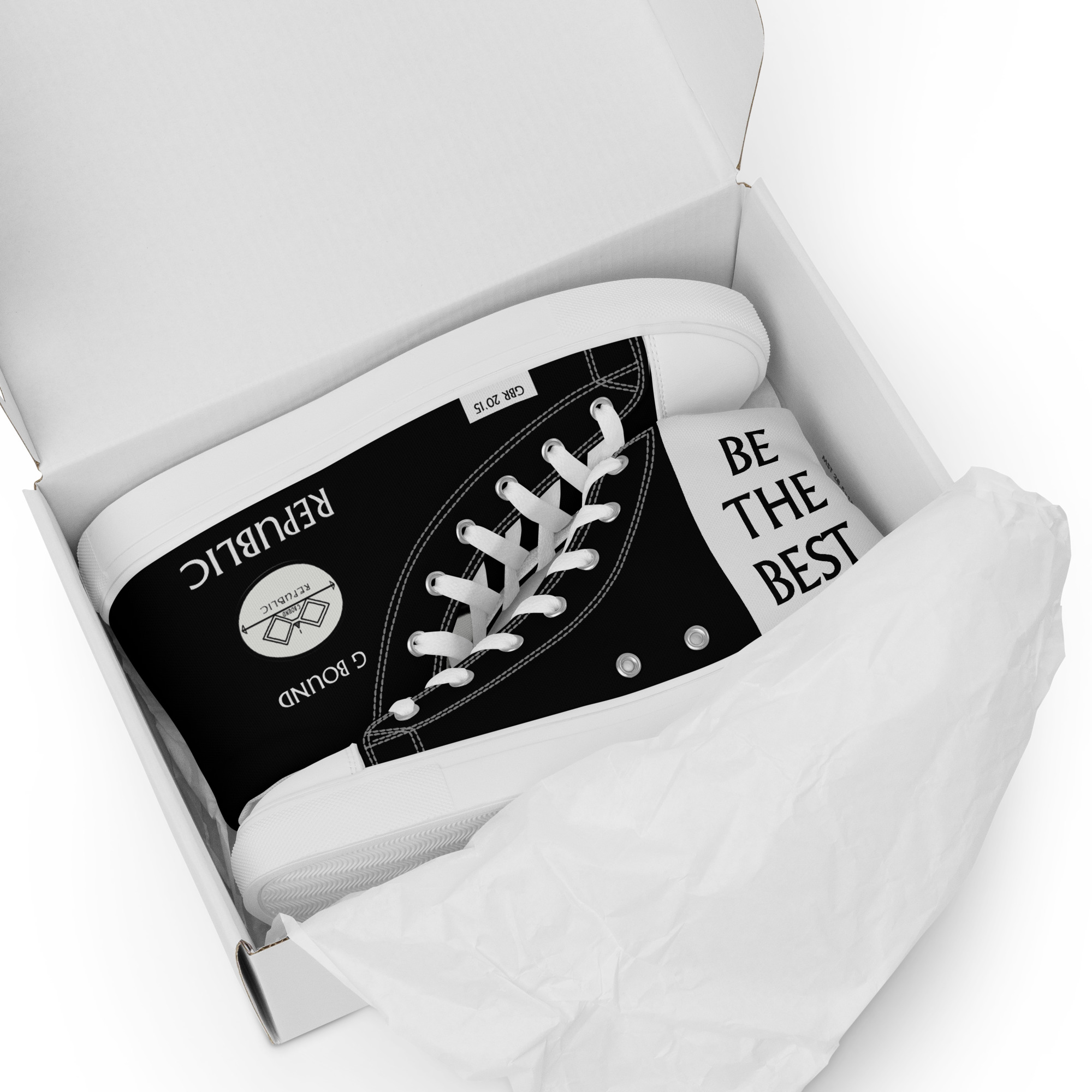 G Bound Republic Silver & Black Men’s High Top Canvas Shoes - Image 11