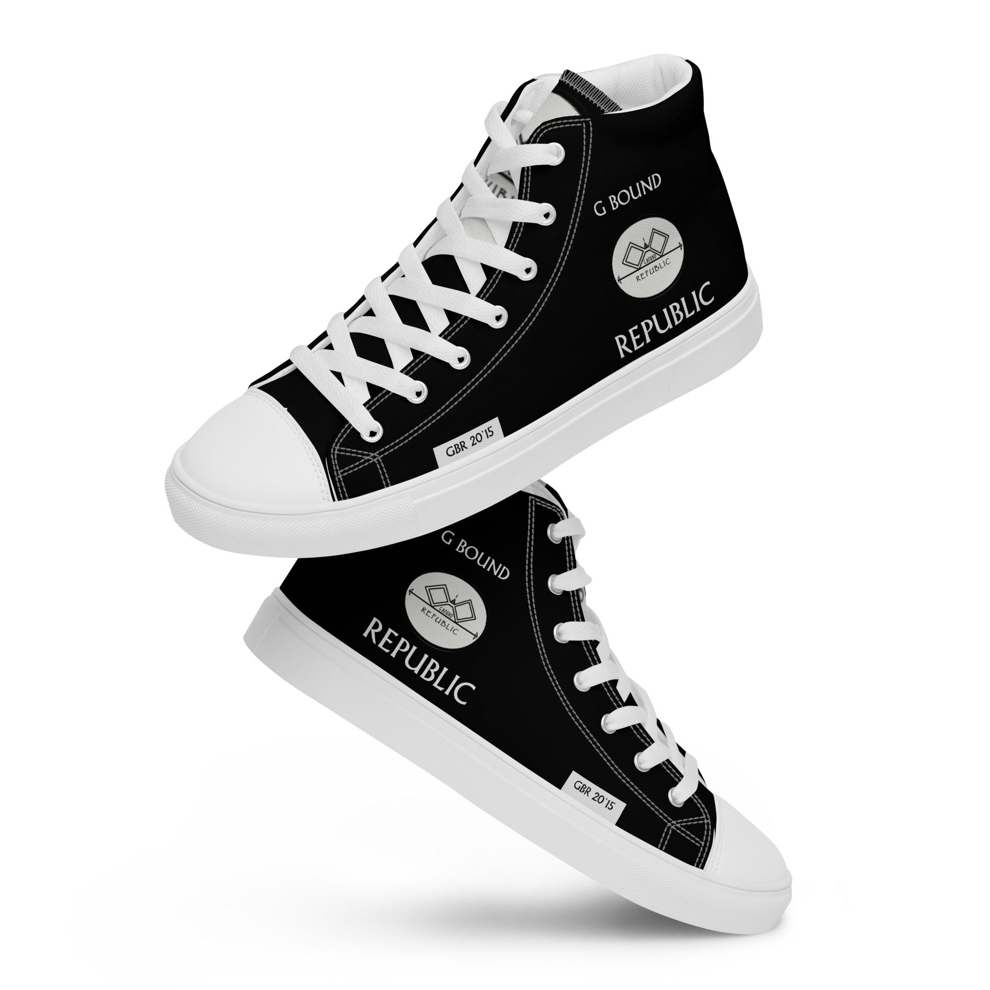 G Bound Republic Silver & Black Men’s High Top Canvas Shoes - Image 12