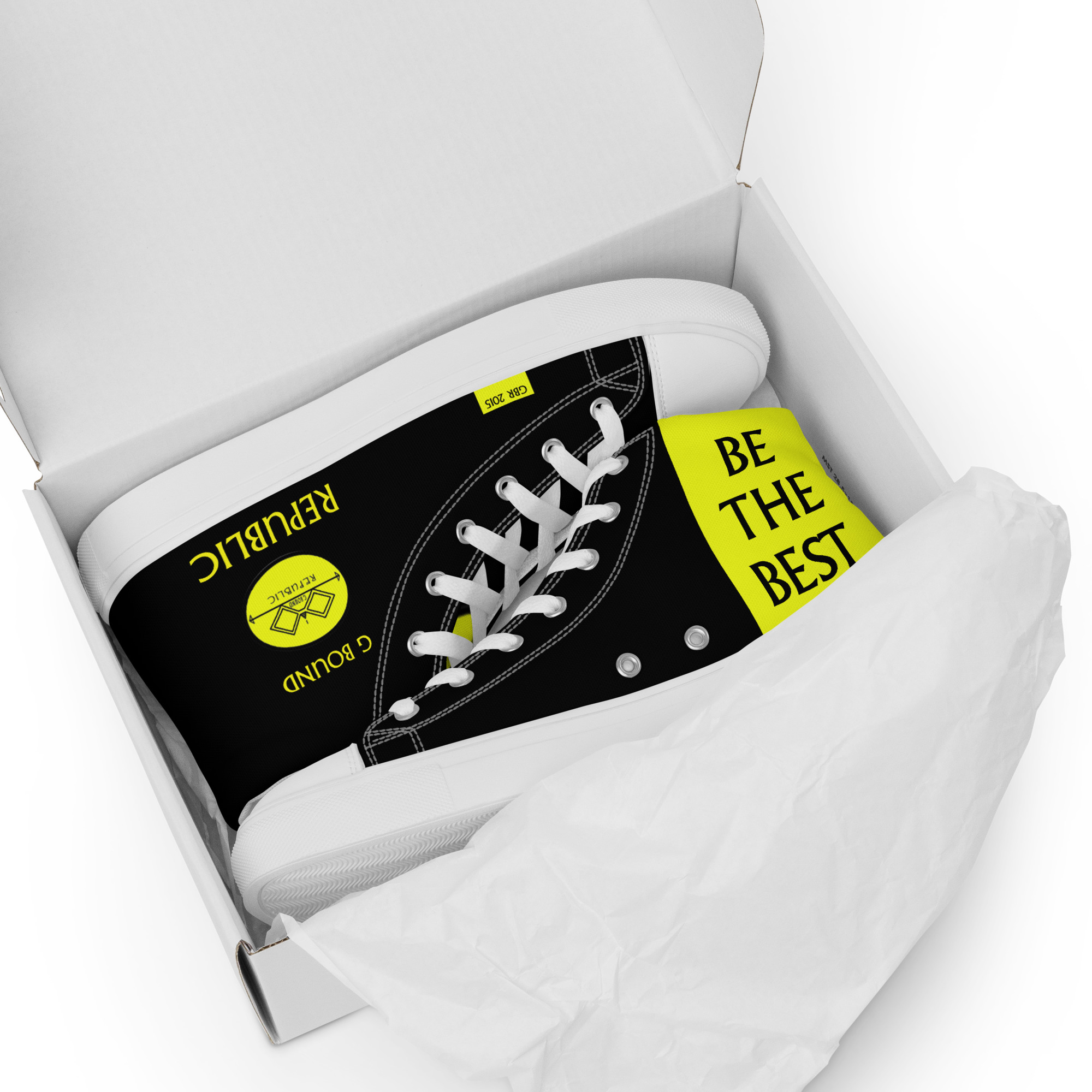 G Bound Republic Yellow & Black Men’s High Top Canvas Shoes - Image 18