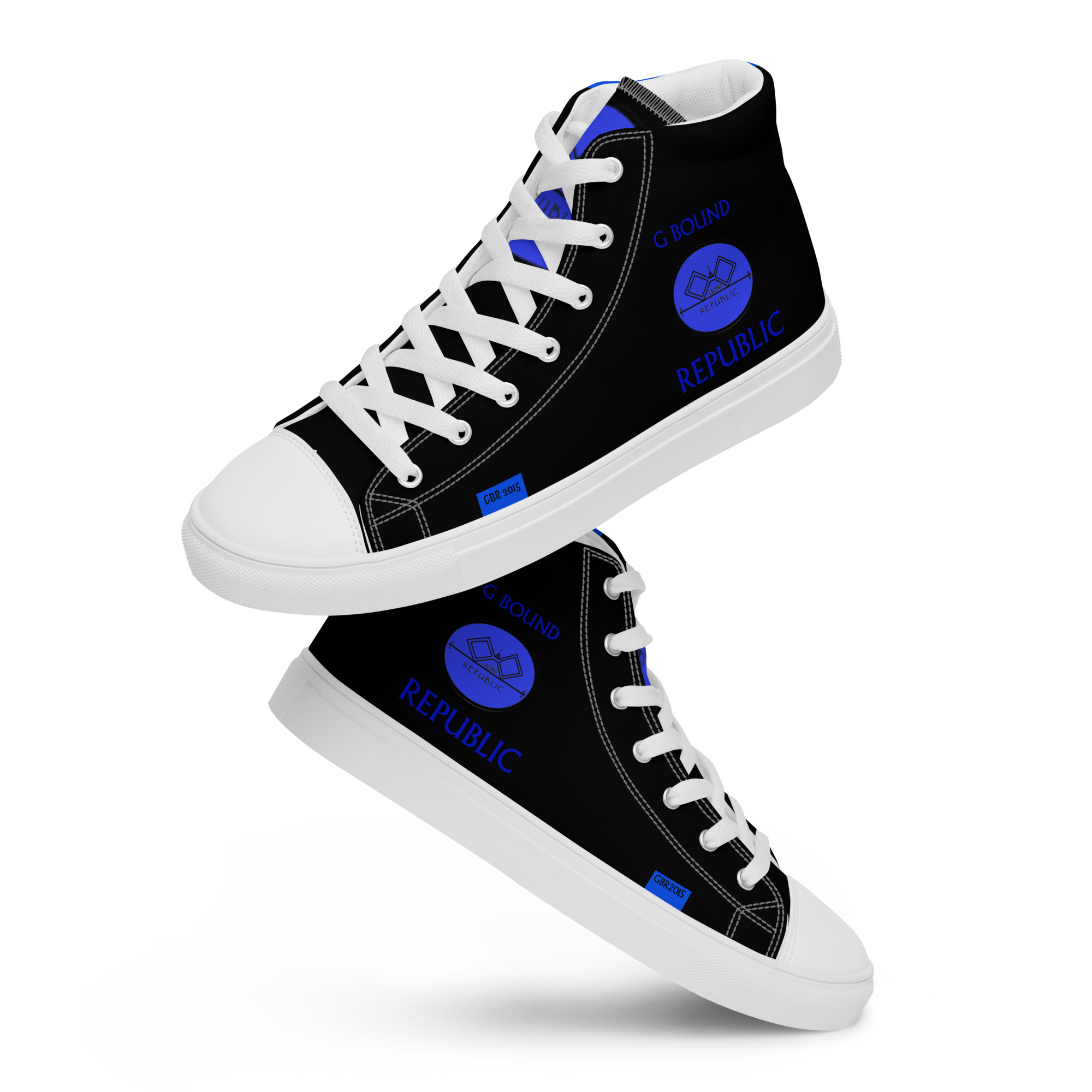G Bound Republic Blue & Black Men’s High Top Canvas Shoes - Image 17