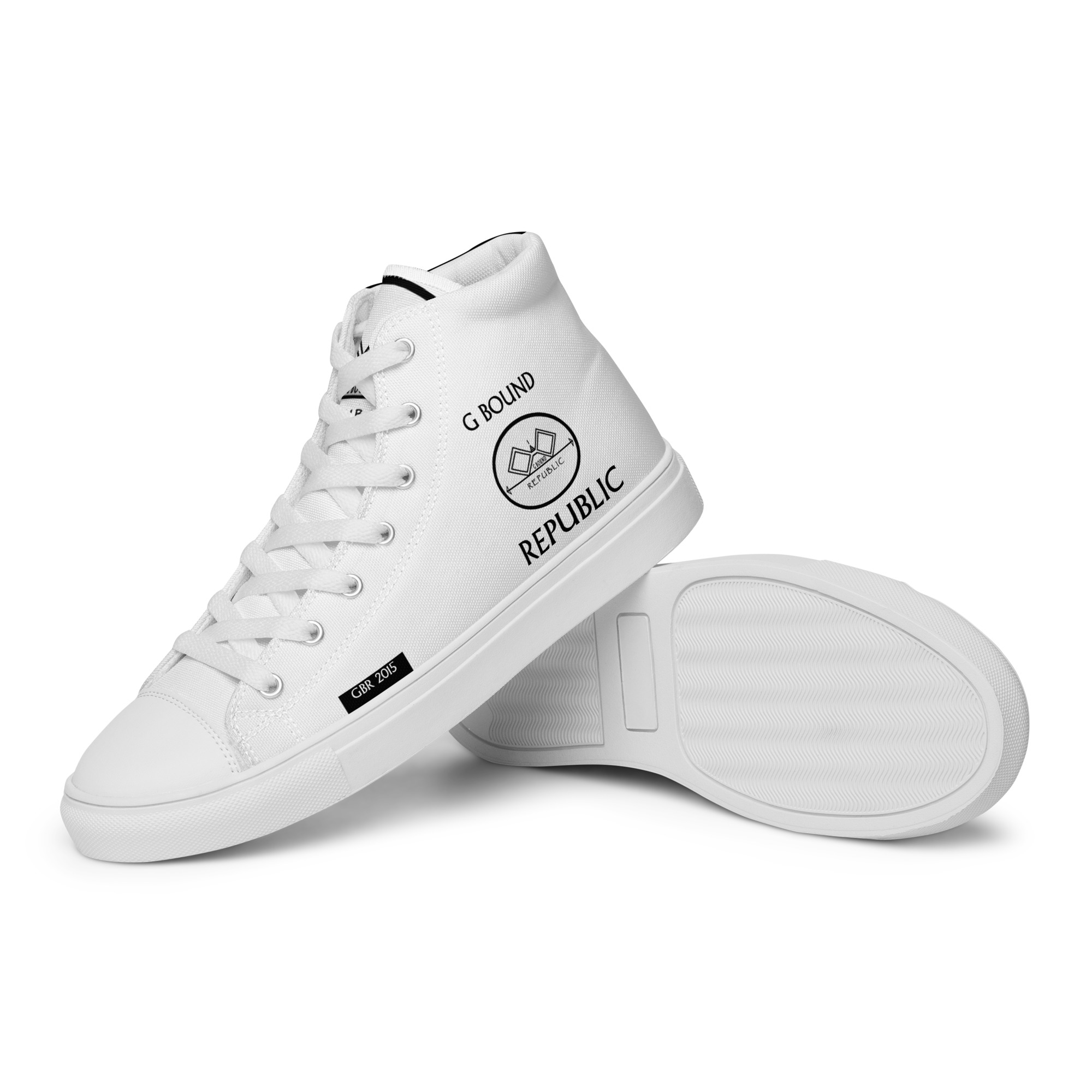 G Bound Republic White Men’s High Top Canvas Shoes - Image 14