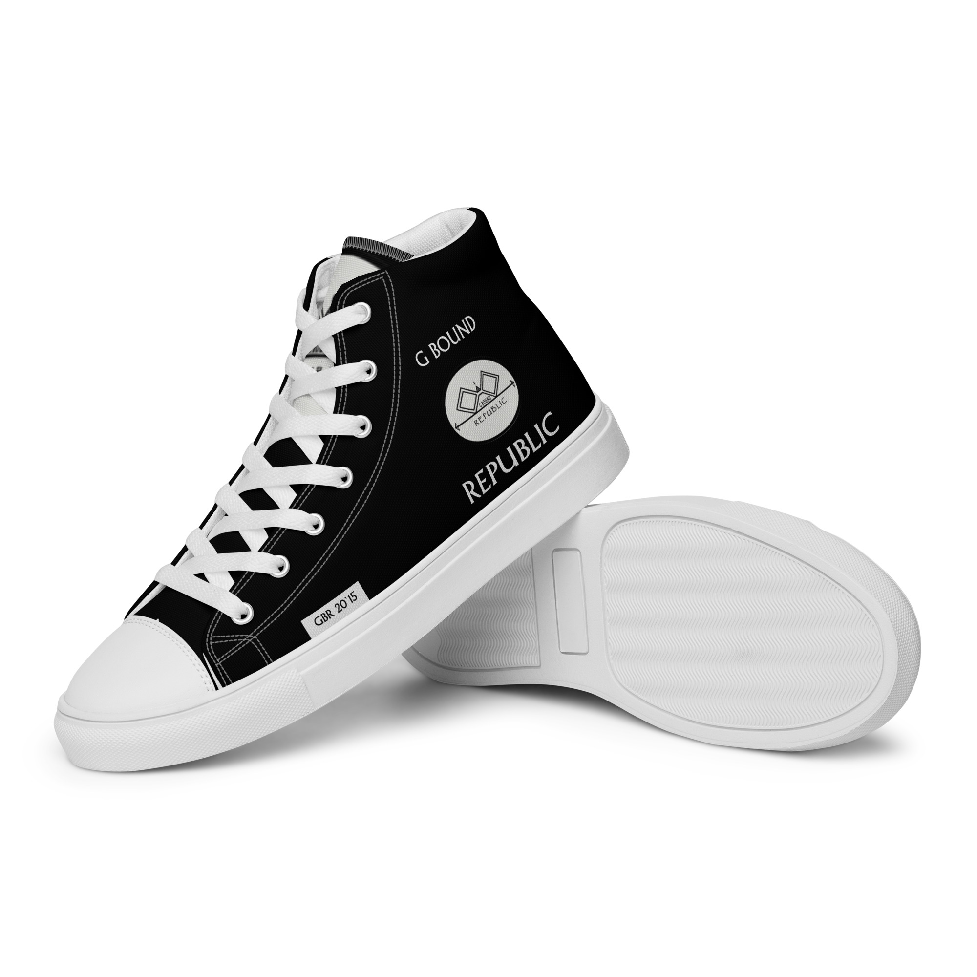 G Bound Republic Silver & Black Men’s High Top Canvas Shoes - Image 13