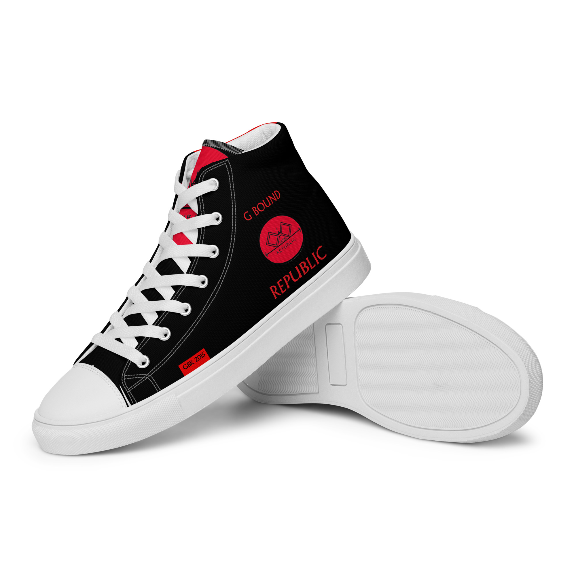 G Bound Republic Red & Black Men’s High Top Canvas Shoes - Image 15