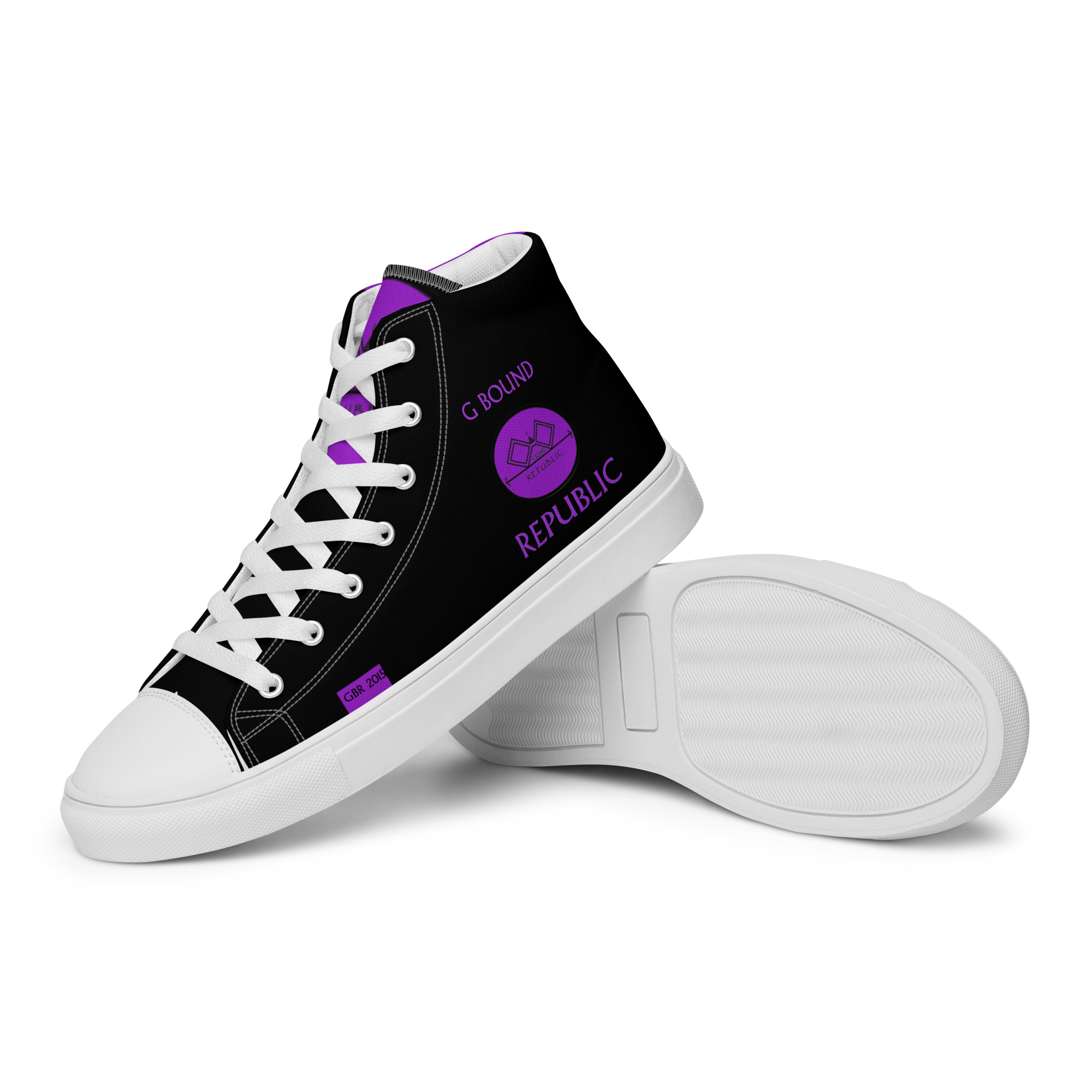 G Bound Republic Purple & Black Men’s High Top Canvas Shoes - Image 17