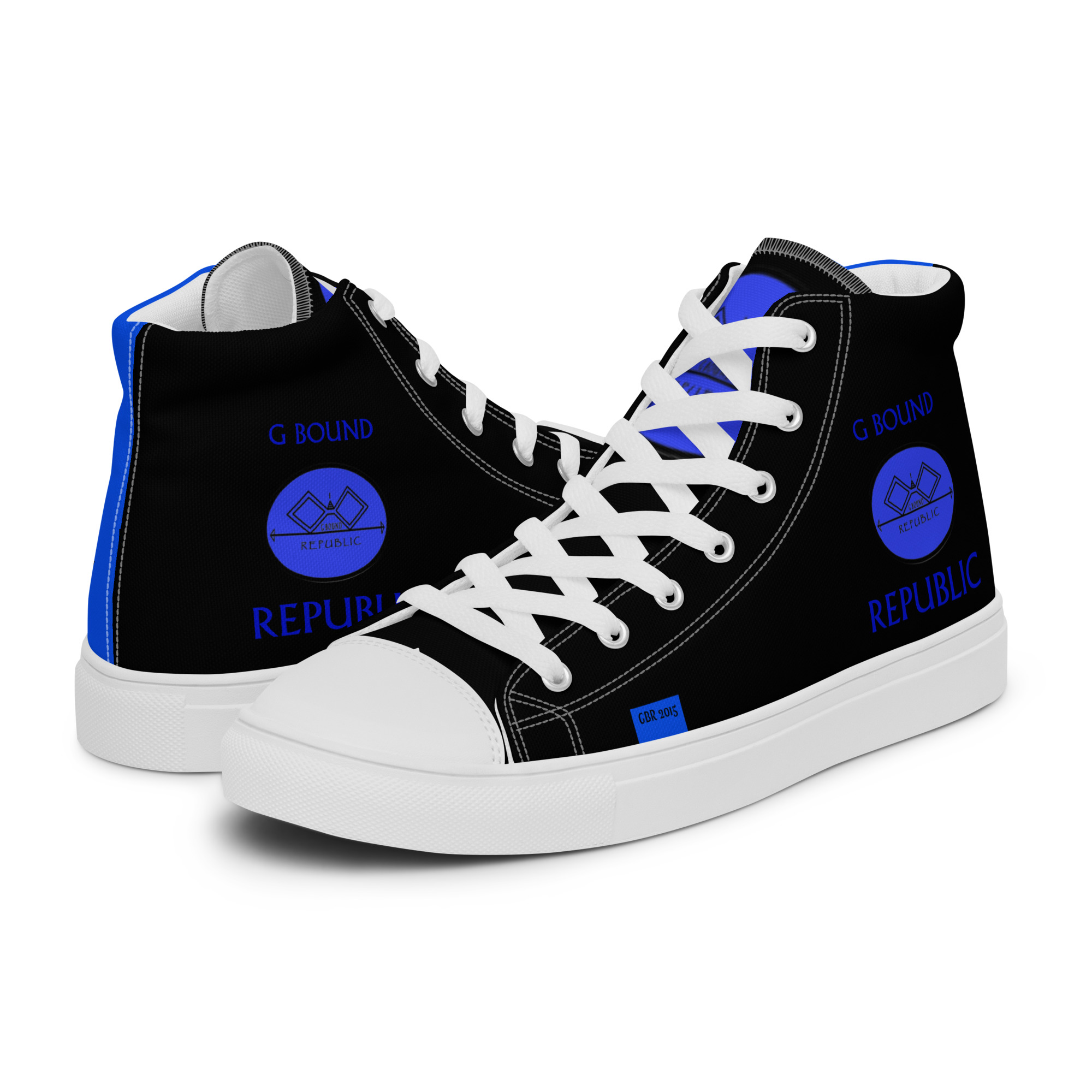 G Bound Republic Blue & Black Men’s High Top Canvas Shoes - Image 19
