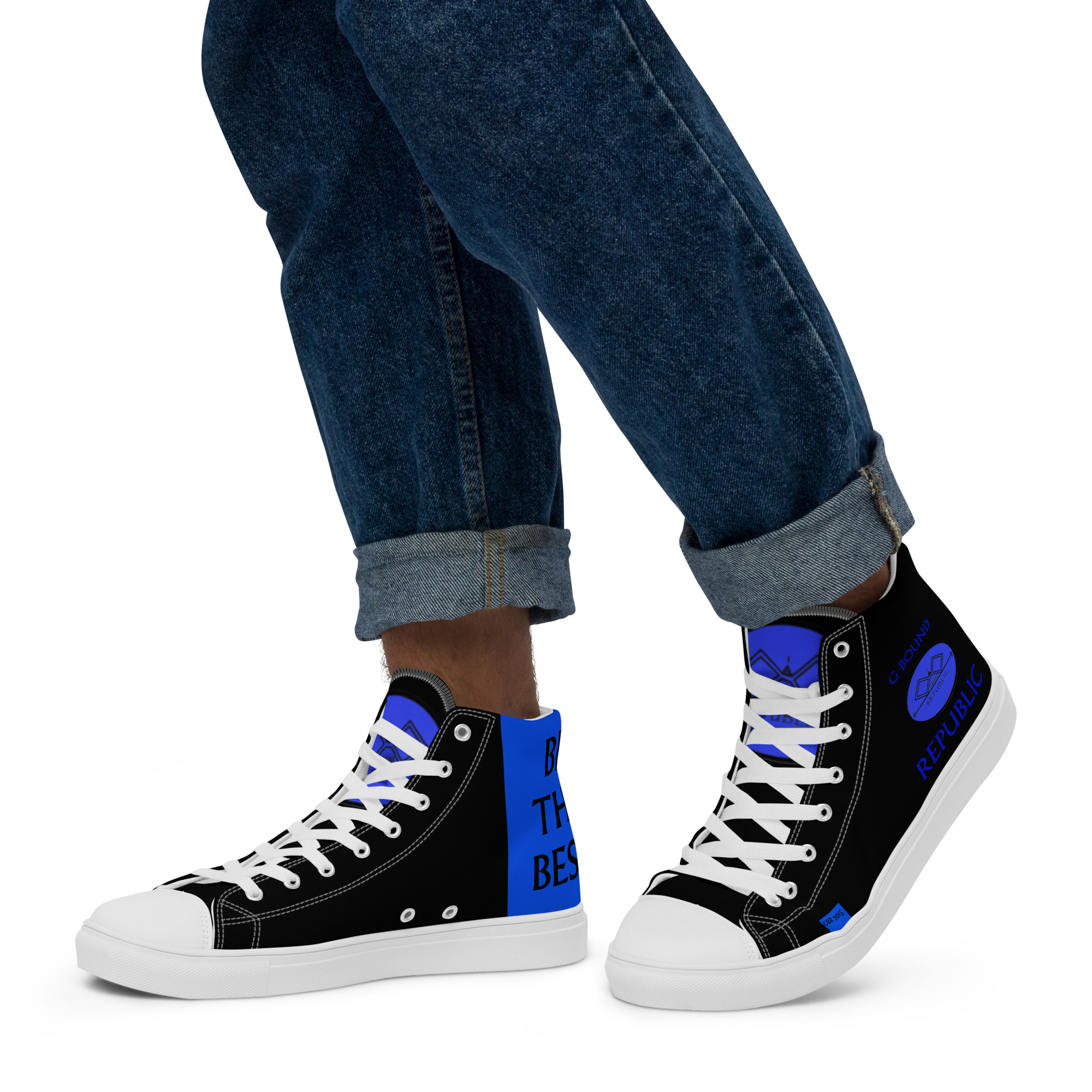 G Bound Republic Blue & Black Men’s High Top Canvas Shoes - Image 22