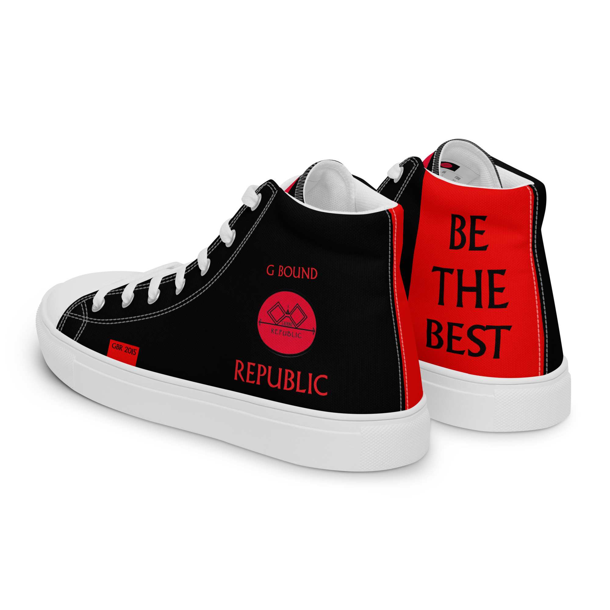 G Bound Republic Red & Black Men’s High Top Canvas Shoes - Image 17