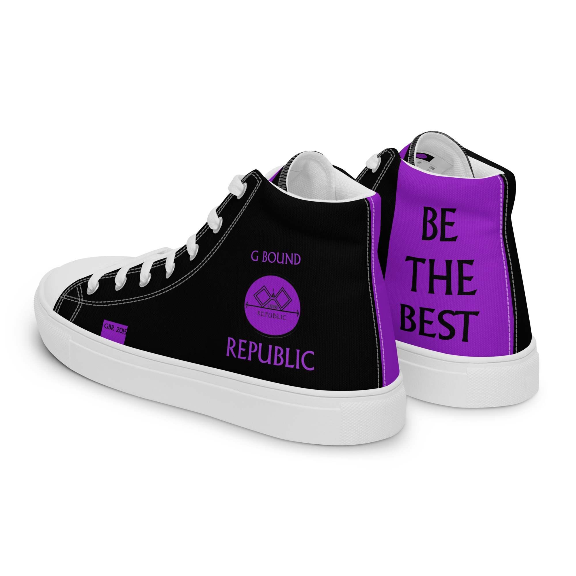 G Bound Republic Purple & Black Men’s High Top Canvas Shoes - Image 20