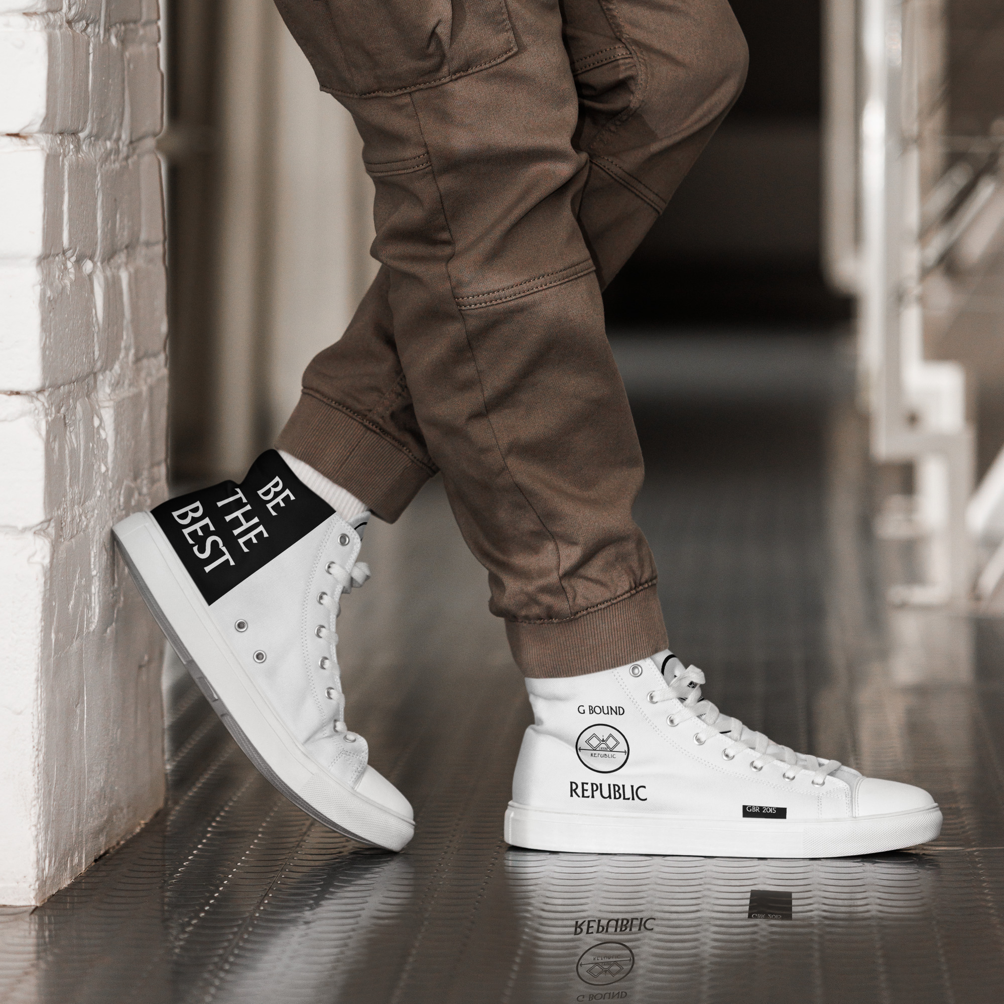 G Bound Republic White Men’s High Top Canvas Shoes - Image 19