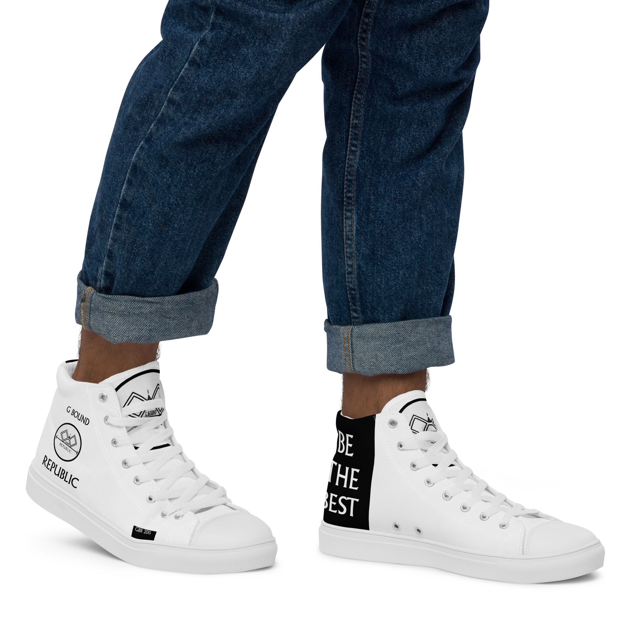 G Bound Republic White Men’s High Top Canvas Shoes - Image 8