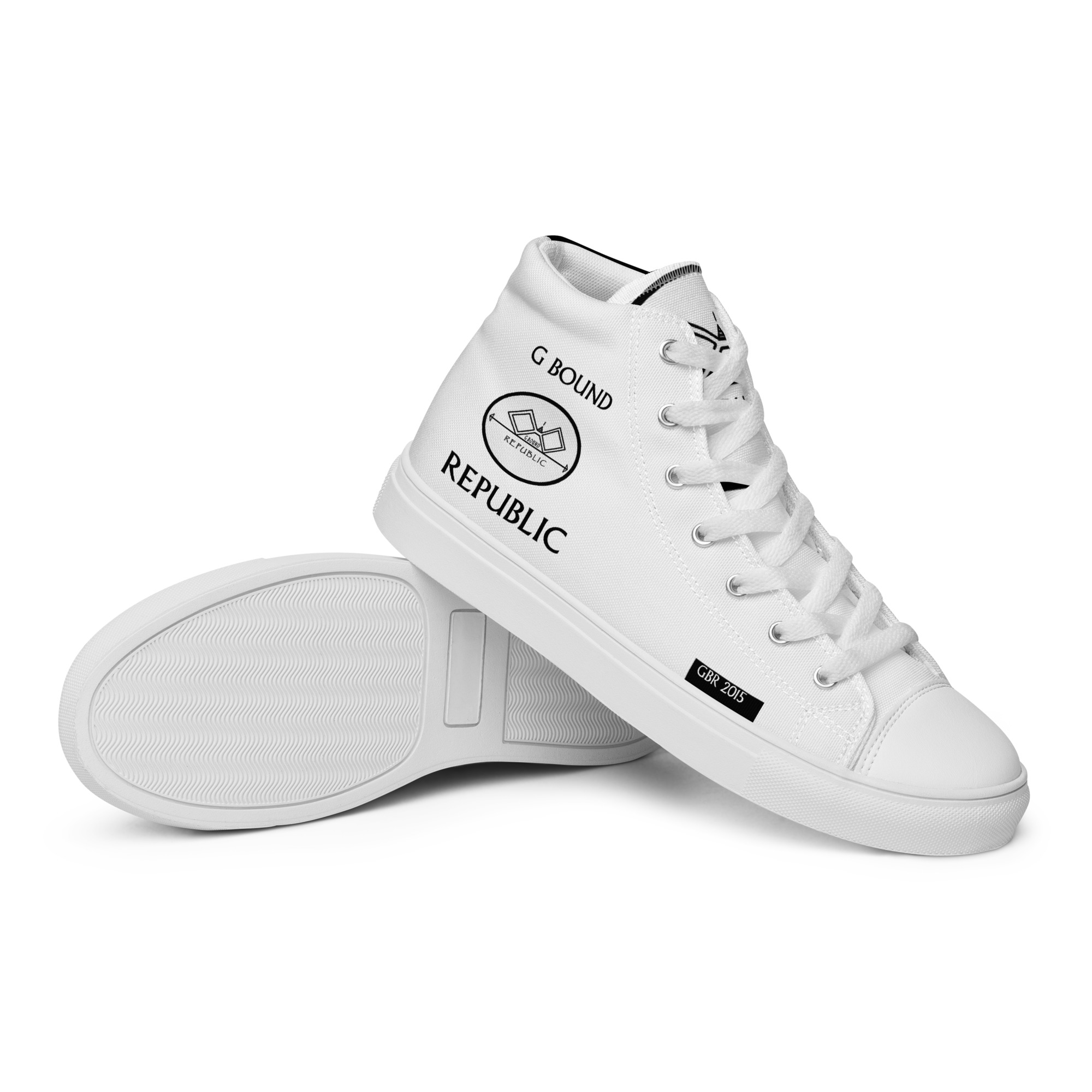 G Bound Republic White Men’s High Top Canvas Shoes - Image 10