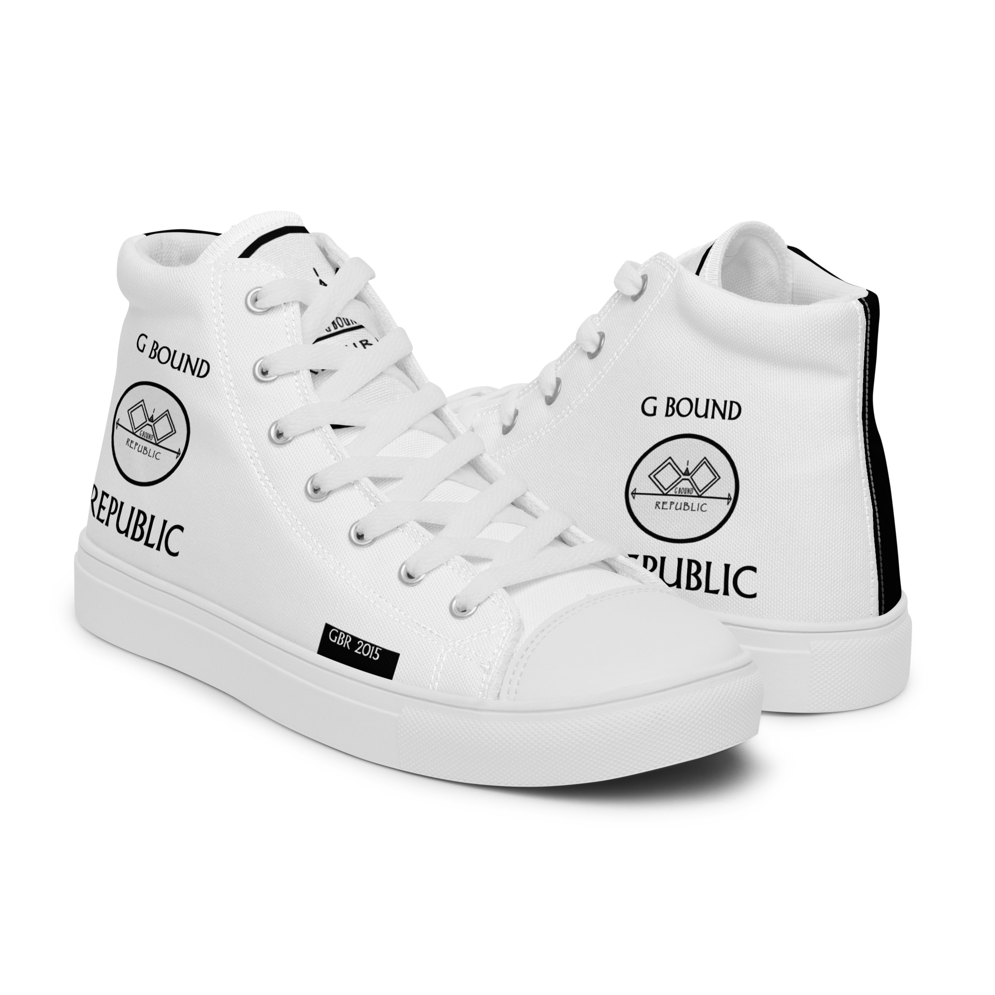 G Bound Republic White Men’s High Top Canvas Shoes - Image 13