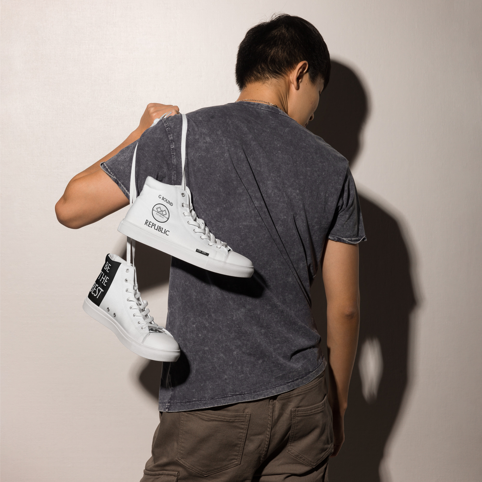 G Bound Republic White Men’s High Top Canvas Shoes - Image 18