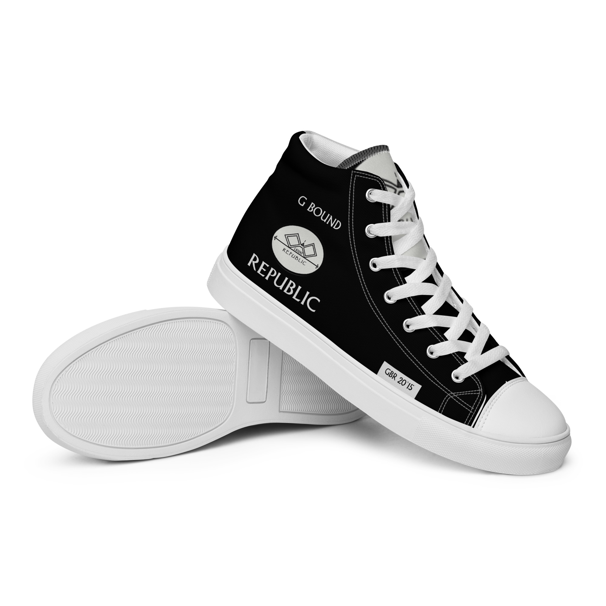 G Bound Republic Silver & Black Men’s High Top Canvas Shoes - Image 9