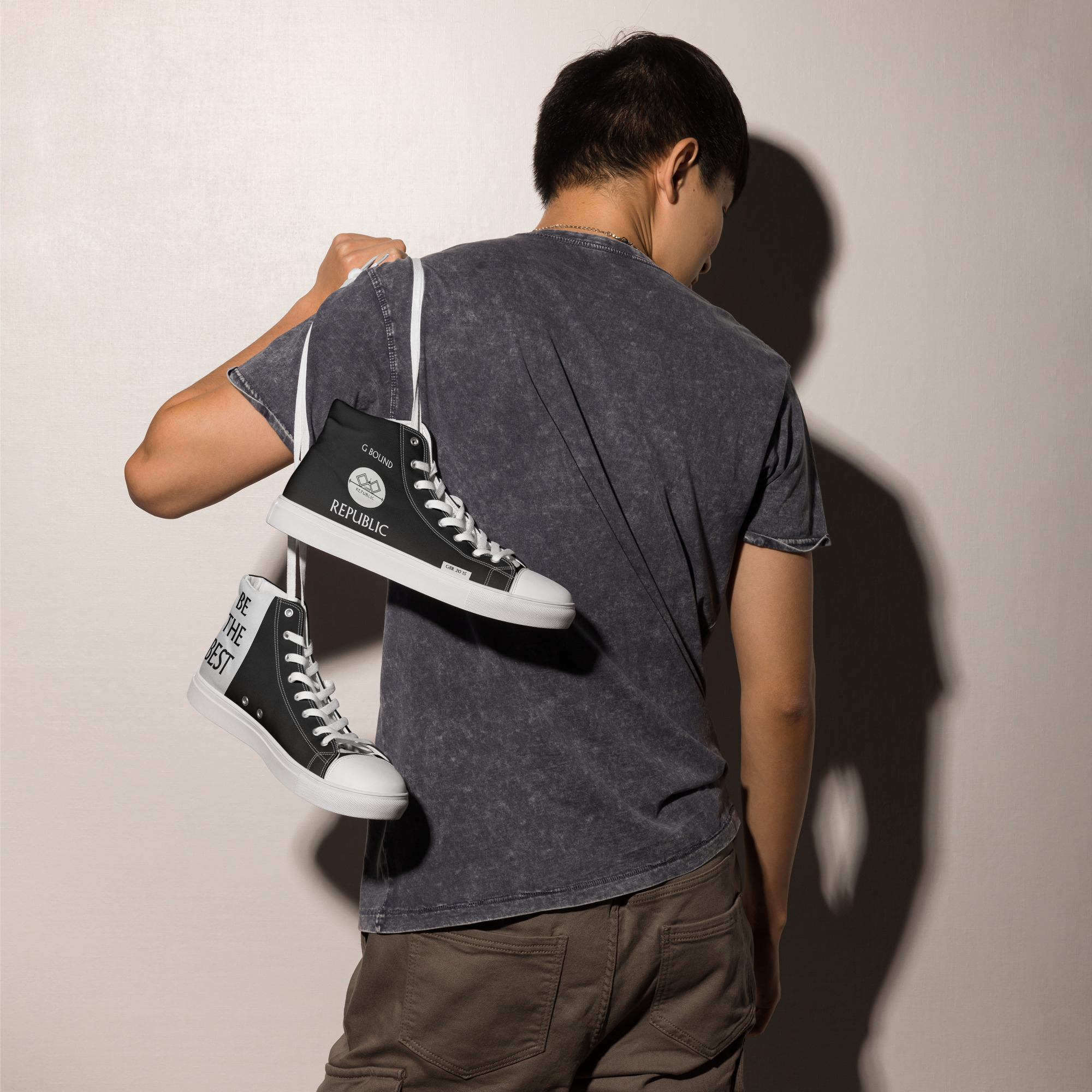 G Bound Republic Silver & Black Men’s High Top Canvas Shoes - Image 10