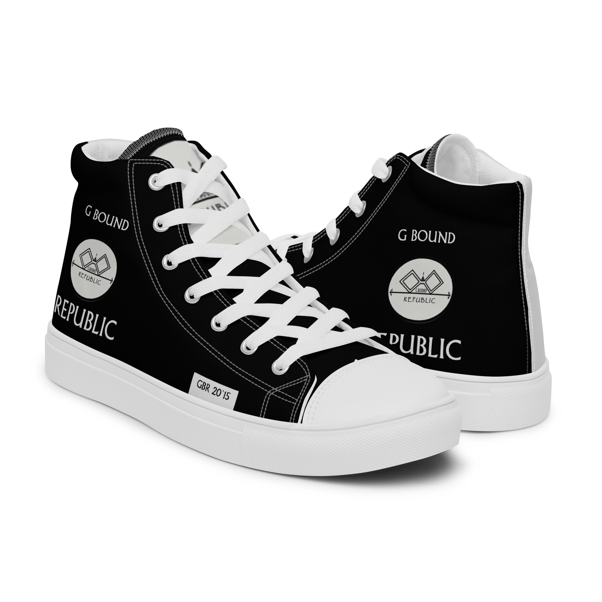 G Bound Republic Silver & Black Men’s High Top Canvas Shoes - Image 14