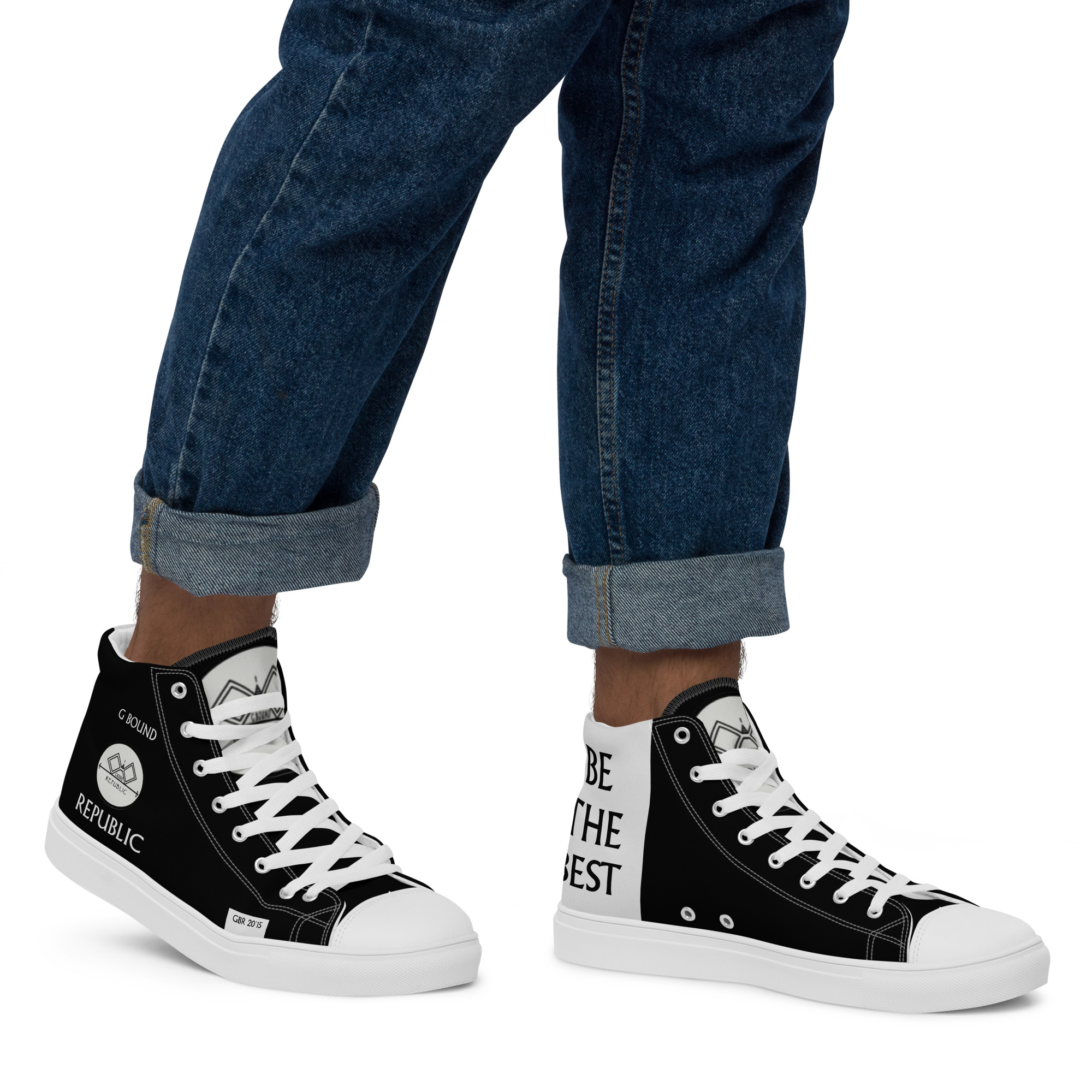 G Bound Republic Silver & Black Men’s High Top Canvas Shoes - Image 19