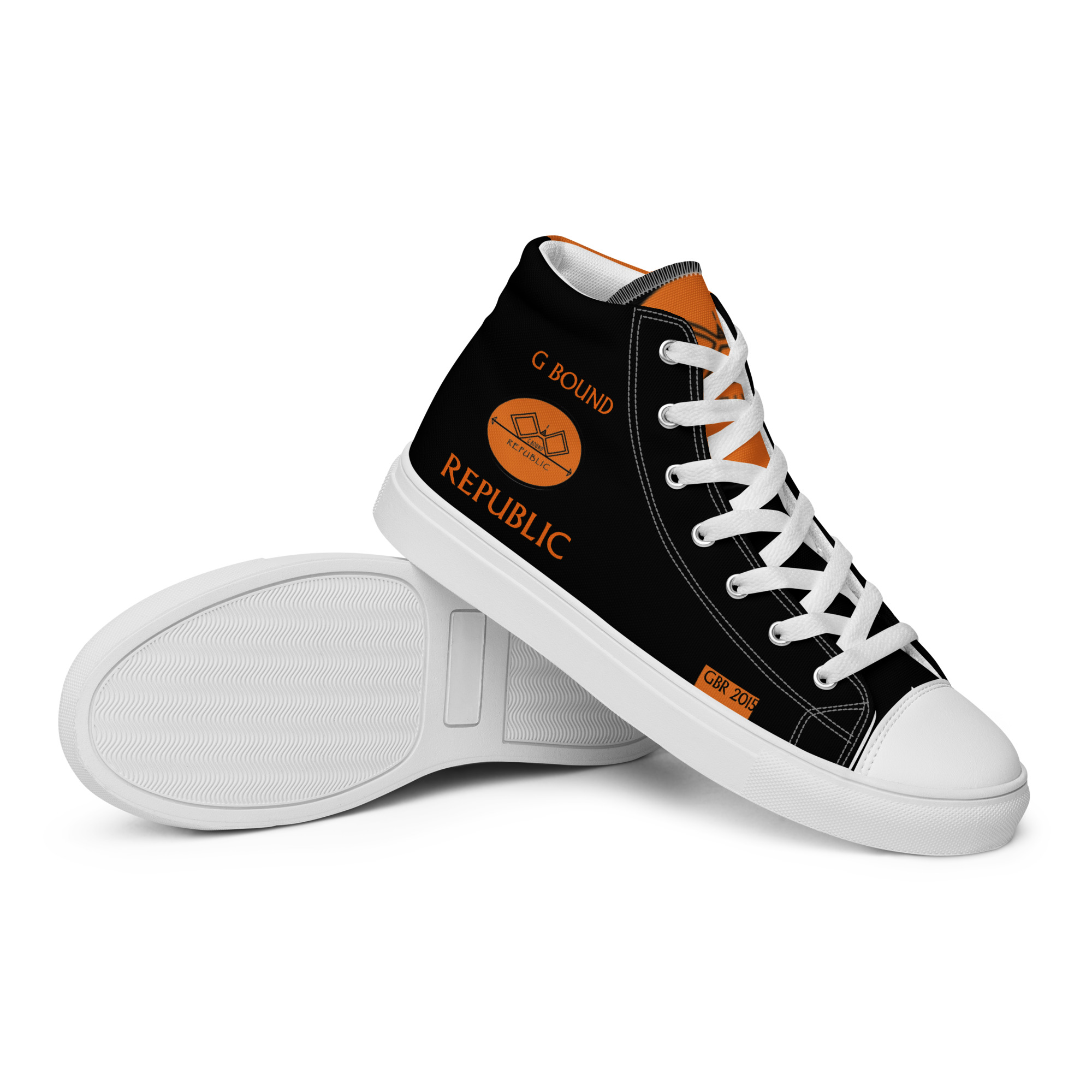 G Bound Republic Orange & Black Men’s High Top Canvas Shoes - Image 9