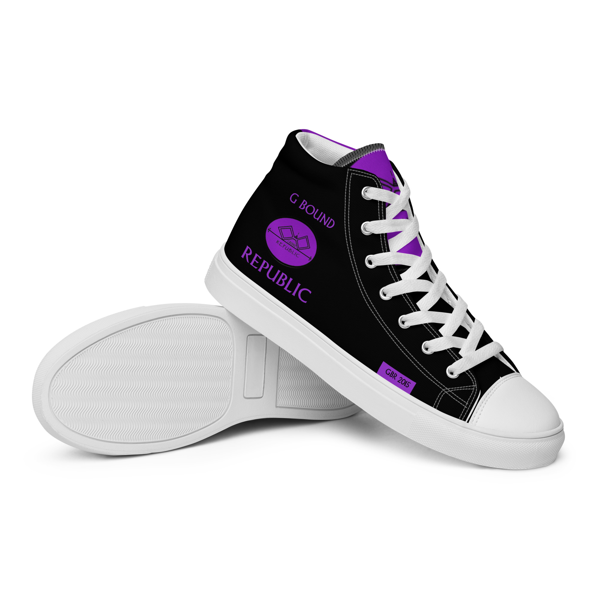 G Bound Republic Purple & Black Men’s High Top Canvas Shoes - Image 15