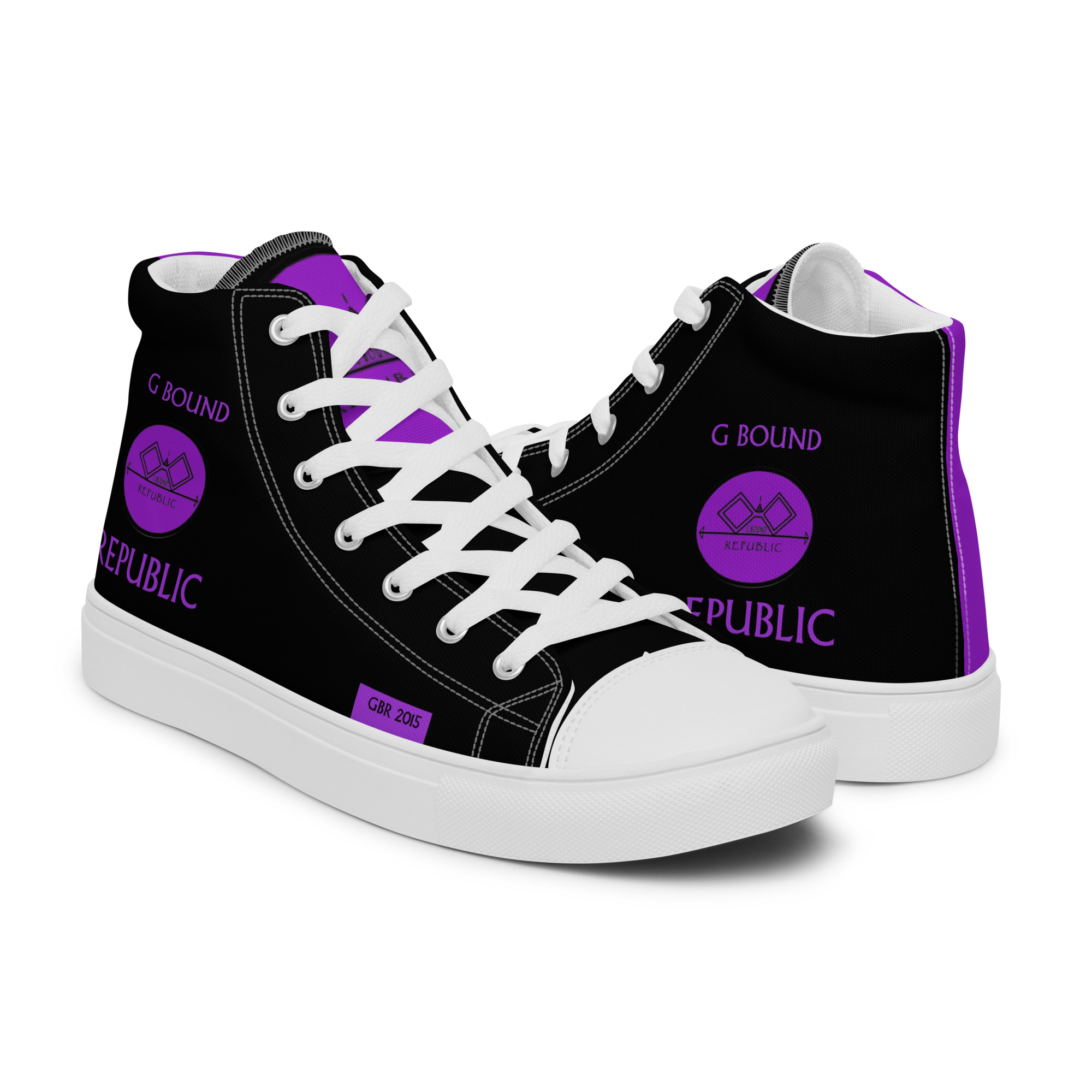 G Bound Republic Purple & Black Men’s High Top Canvas Shoes - Image 19