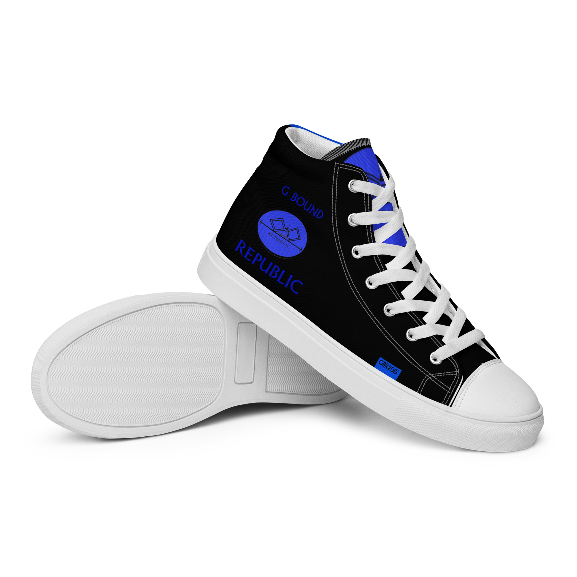 G Bound Republic Blue & Black Men’s High Top Canvas Shoes - Image 13
