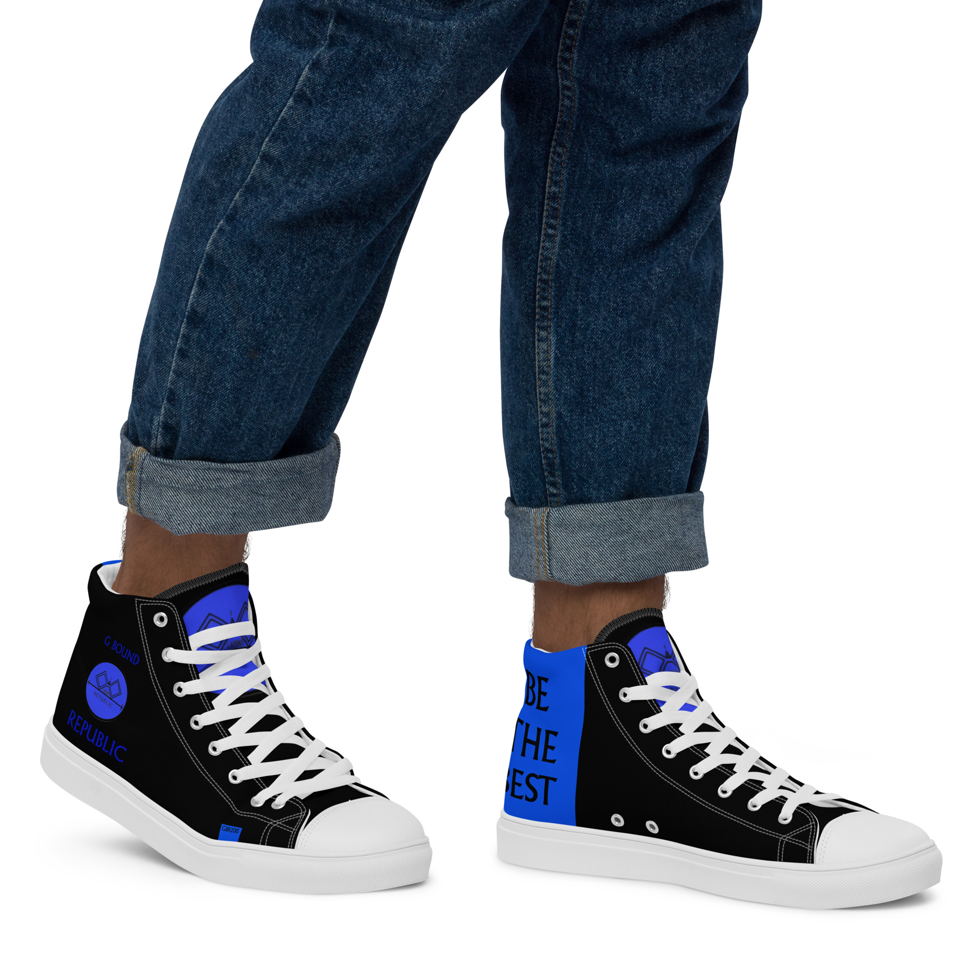 G Bound Republic Blue & Black Men’s High Top Canvas Shoes - Image 24