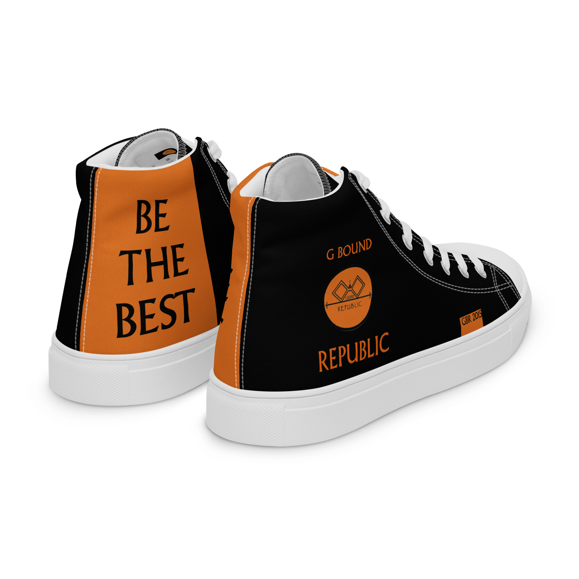 G Bound Republic Orange & Black Men’s High Top Canvas Shoes - Image 11