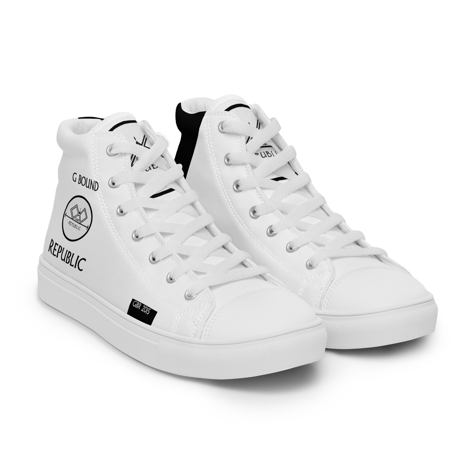 G Bound Republic White Men’s High Top Canvas Shoes - Image 9