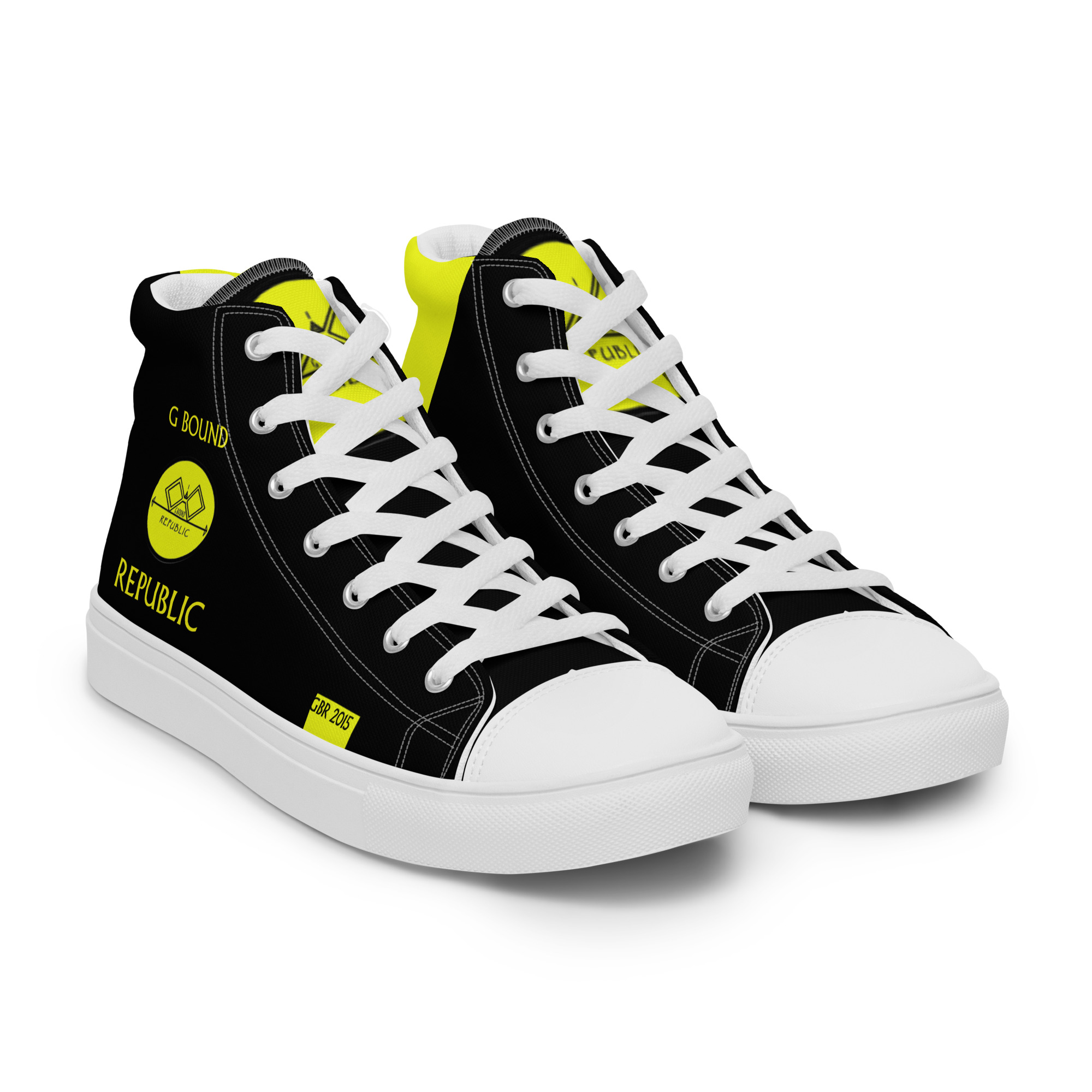 G Bound Republic Yellow & Black Men’s High Top Canvas Shoes - Image 14
