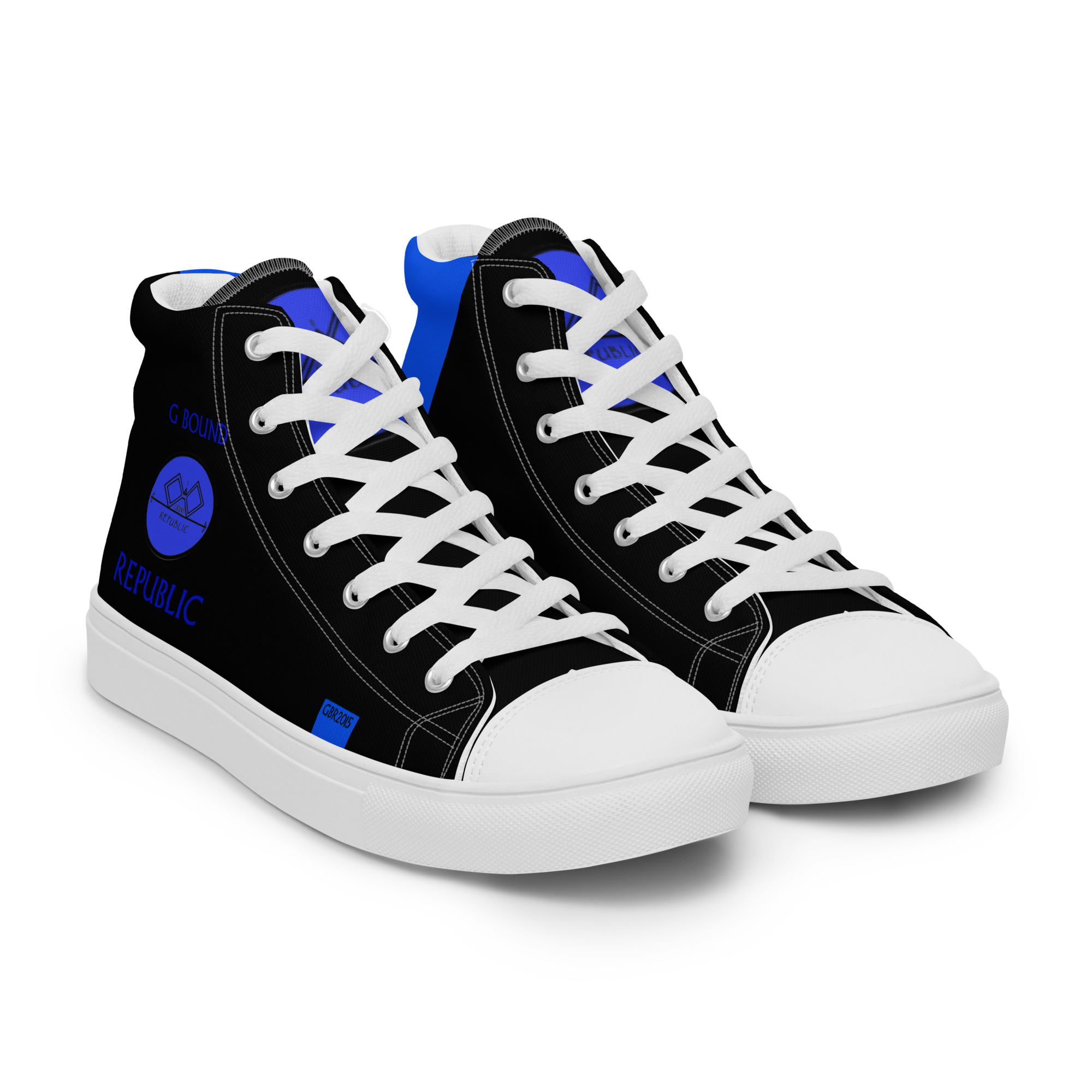G Bound Republic Blue & Black Men’s High Top Canvas Shoes - Image 14