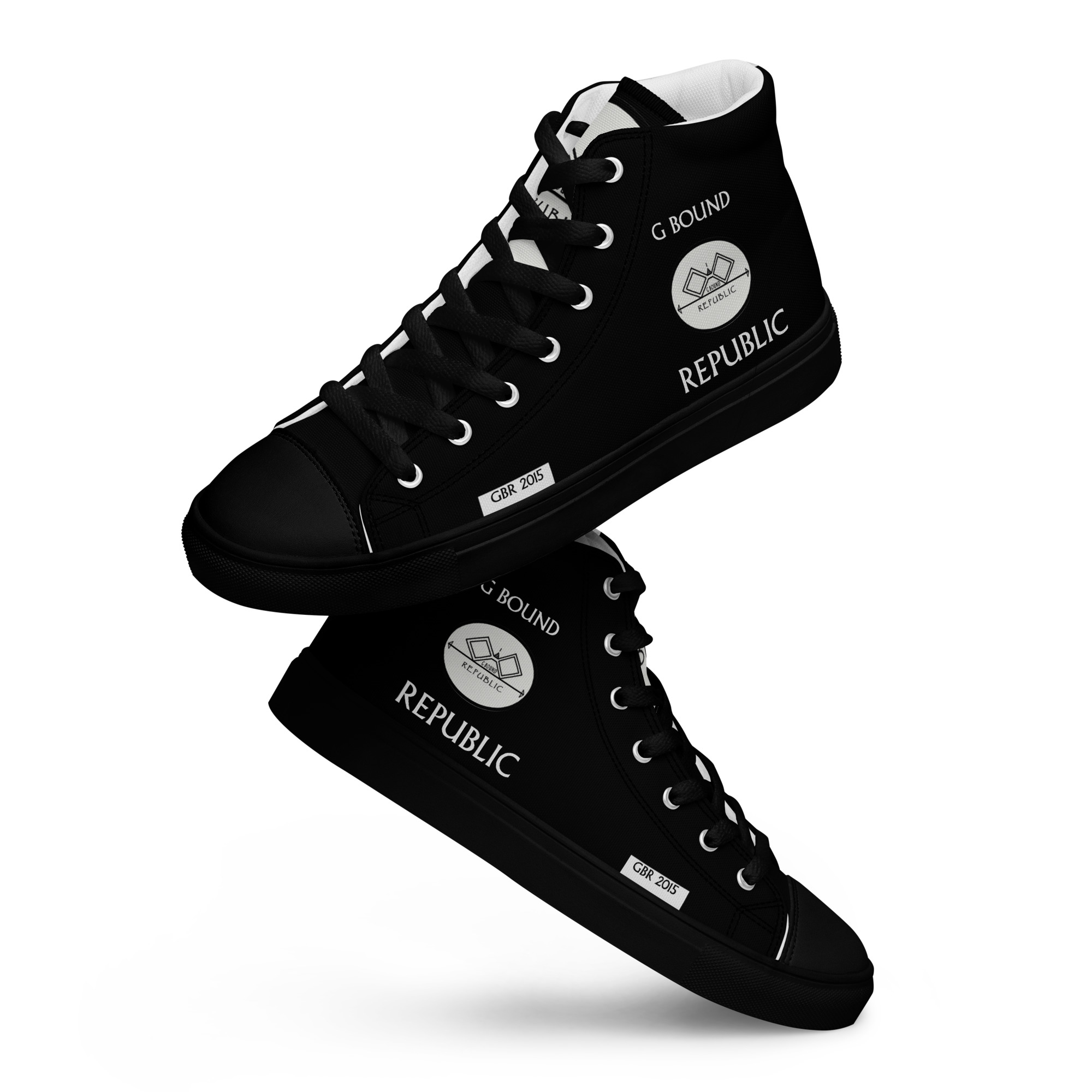 G Bound Republic Silver & Black Women’s high top canvas shoes - Image 7