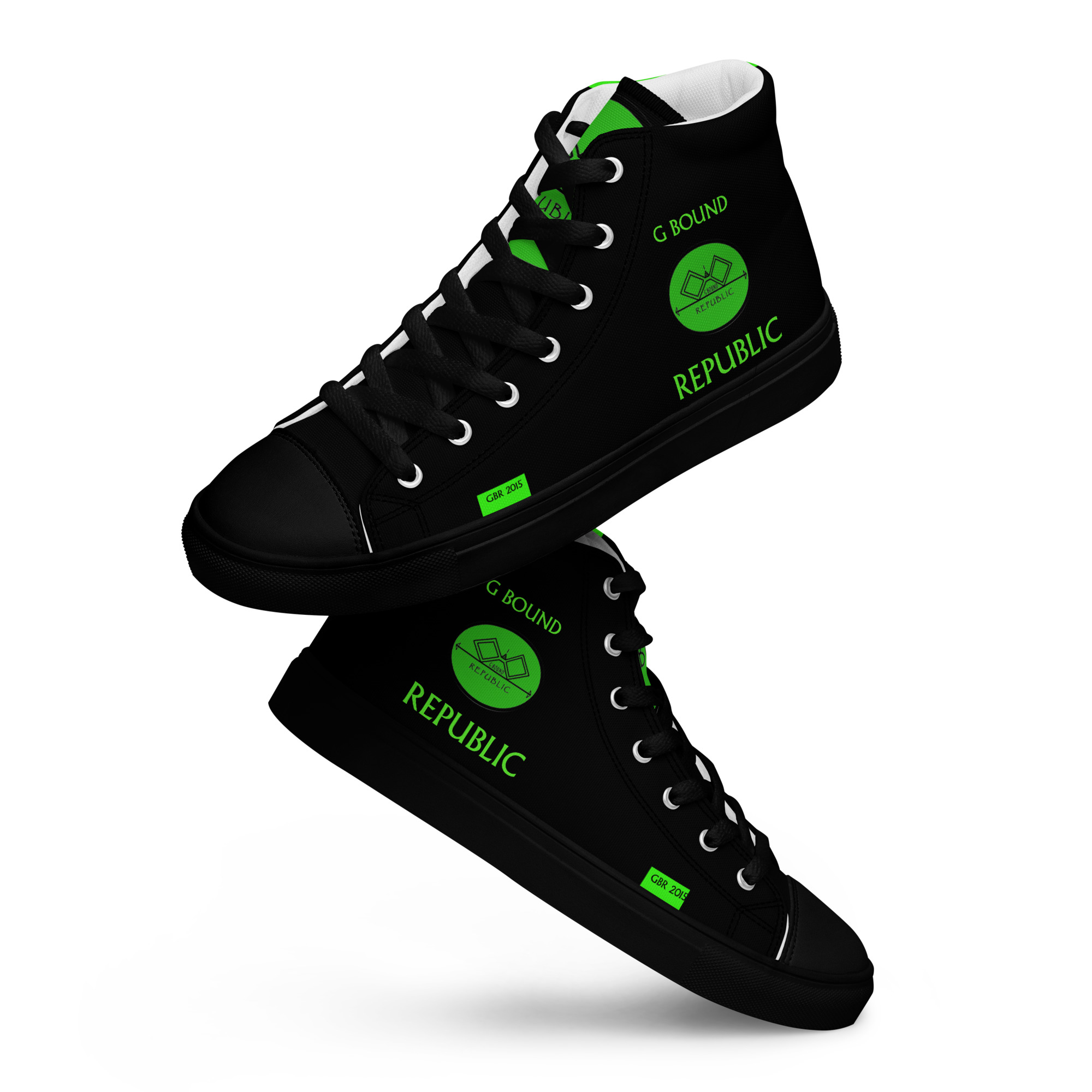 G Bound Republic Green and Black Women’s High Top Canvas Shoes
