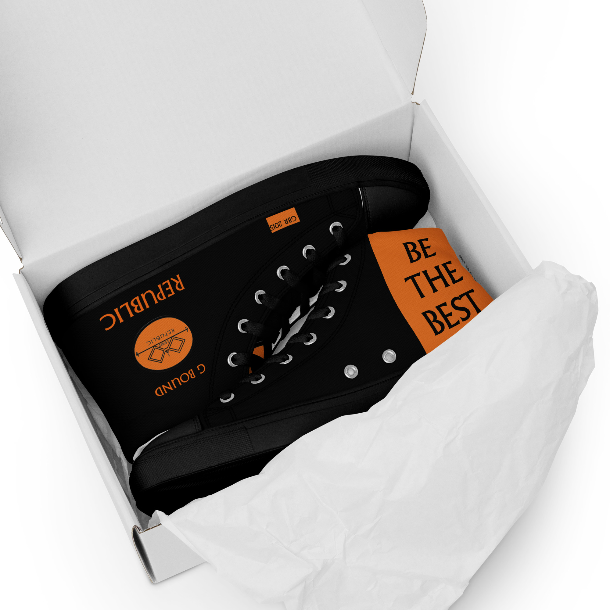 G Bound Republic Orange & Black Women’s High Top Canvas Shoes - Image 8