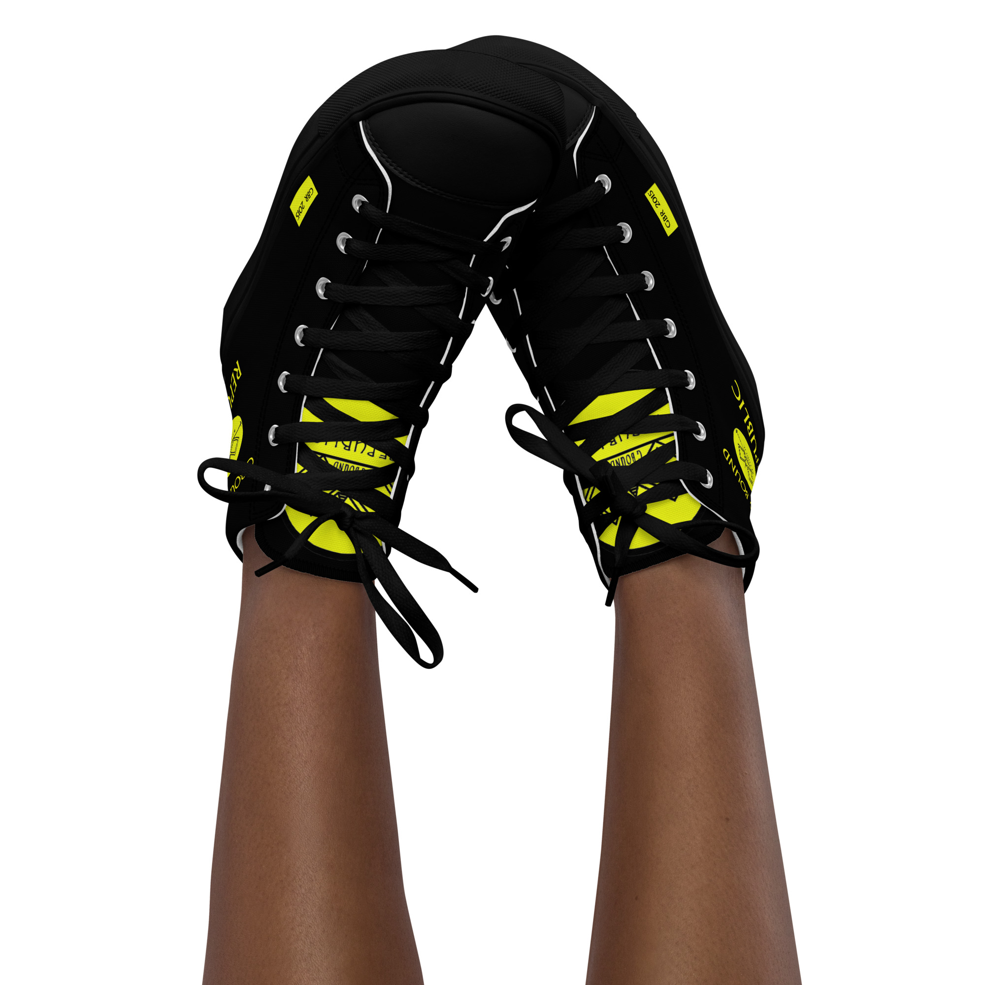 G Bound Republic Yellow & Black Women’s High Top Canvas Shoes - Image 7