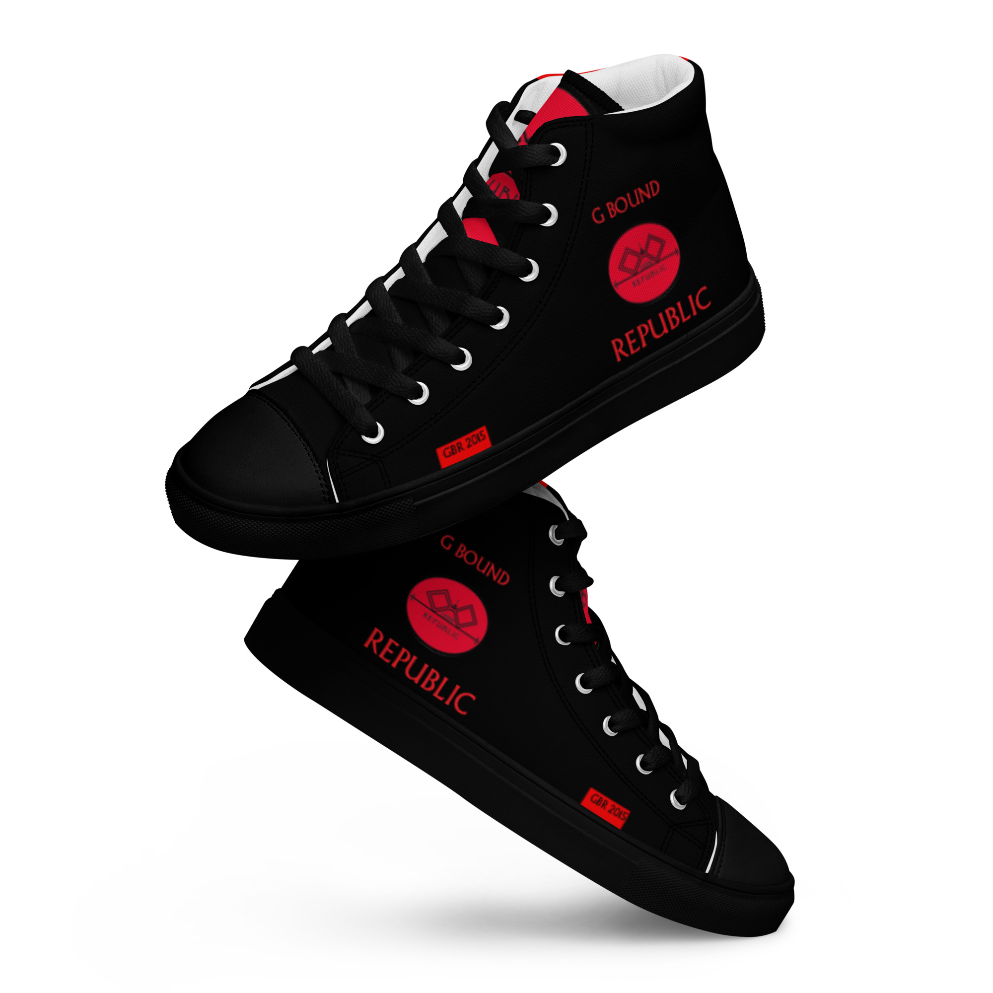 G Bound Republic Red & Black Women’s High Top Canvas Shoes - Image 10