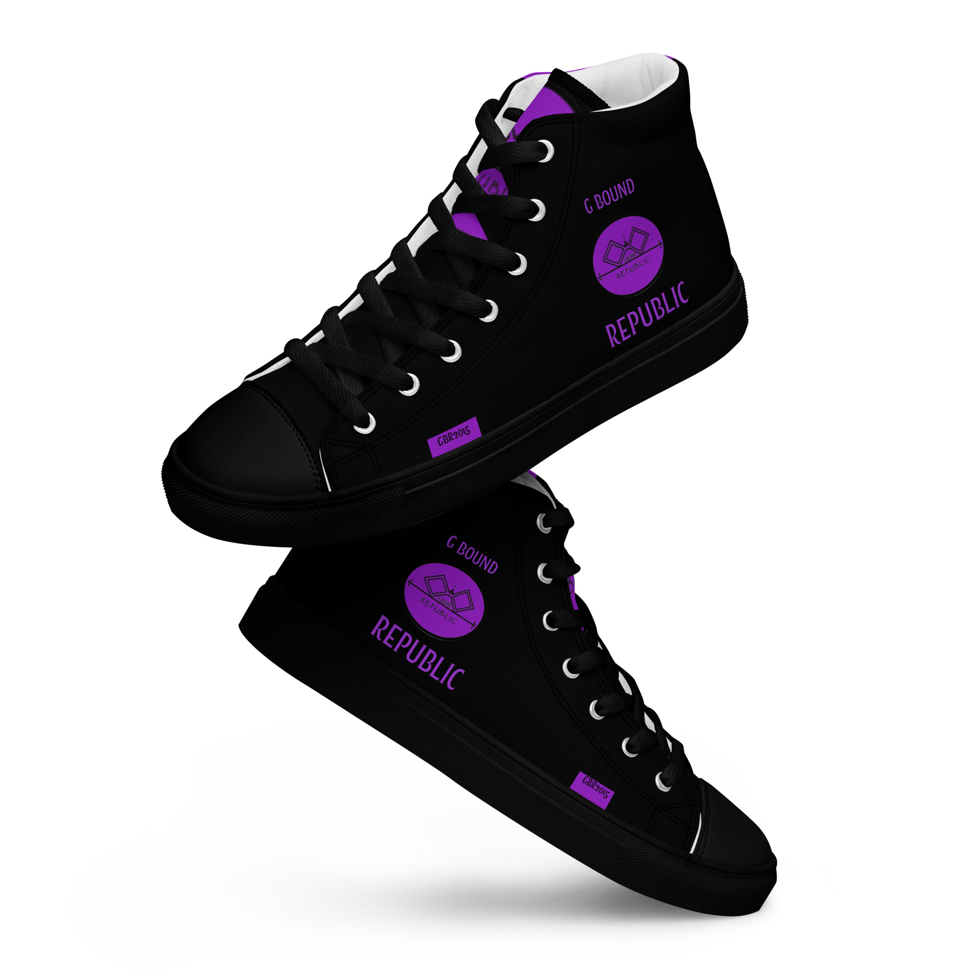G Bound Republic Purple & Black Women’s High Top Canvas Shoes - Image 9