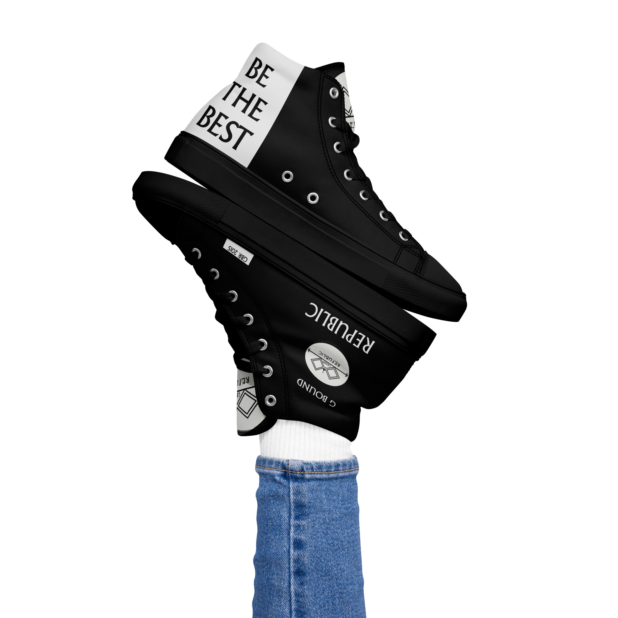 G Bound Republic Silver & Black Women’s high top canvas shoes - Image 3